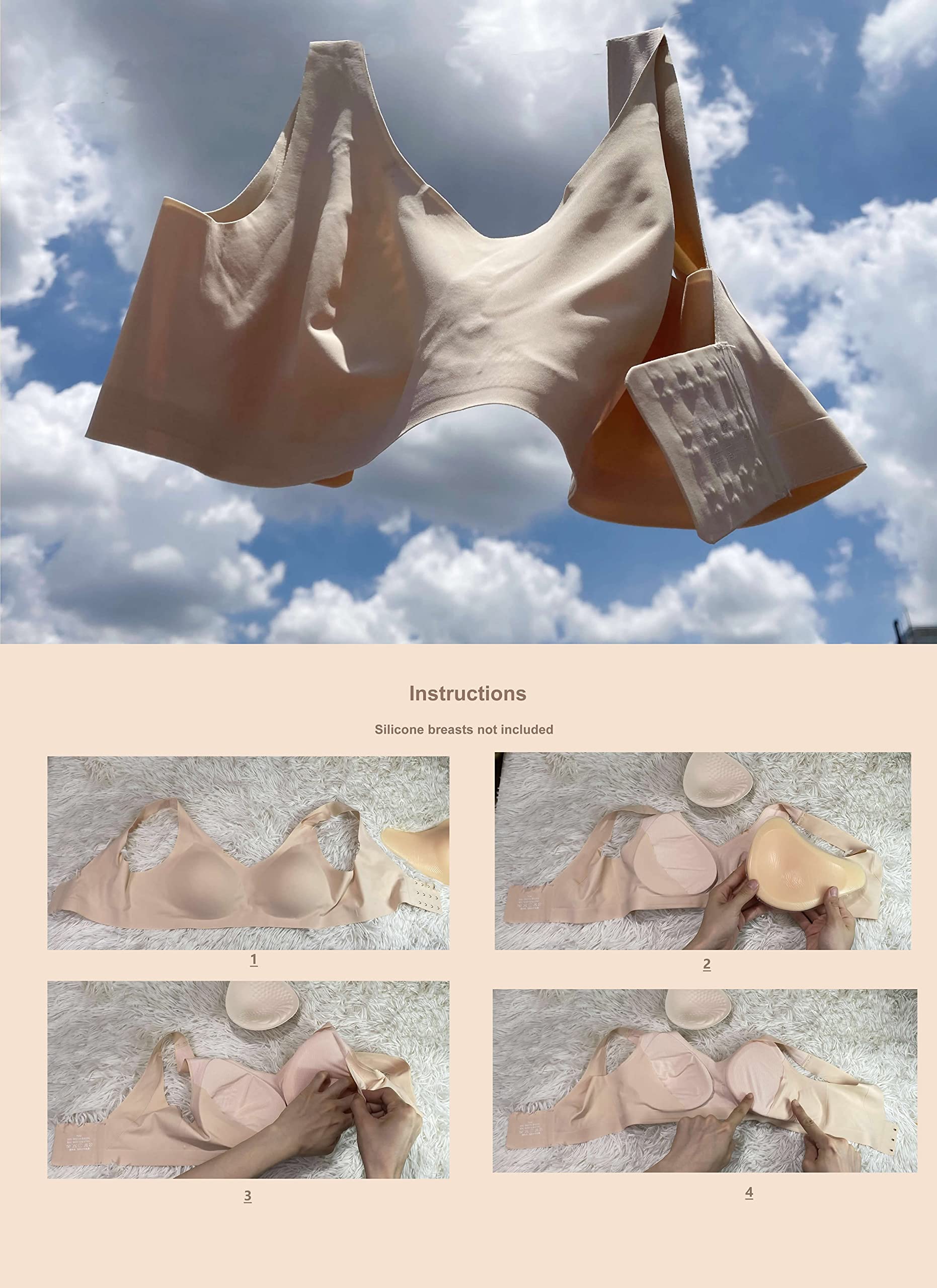 Reggiseno mastectomia senza cuciture per le donne protesi al seno con tasche reggiseni per dormire morbidi reggiseni quotidiani con cuscinetti rimovibili