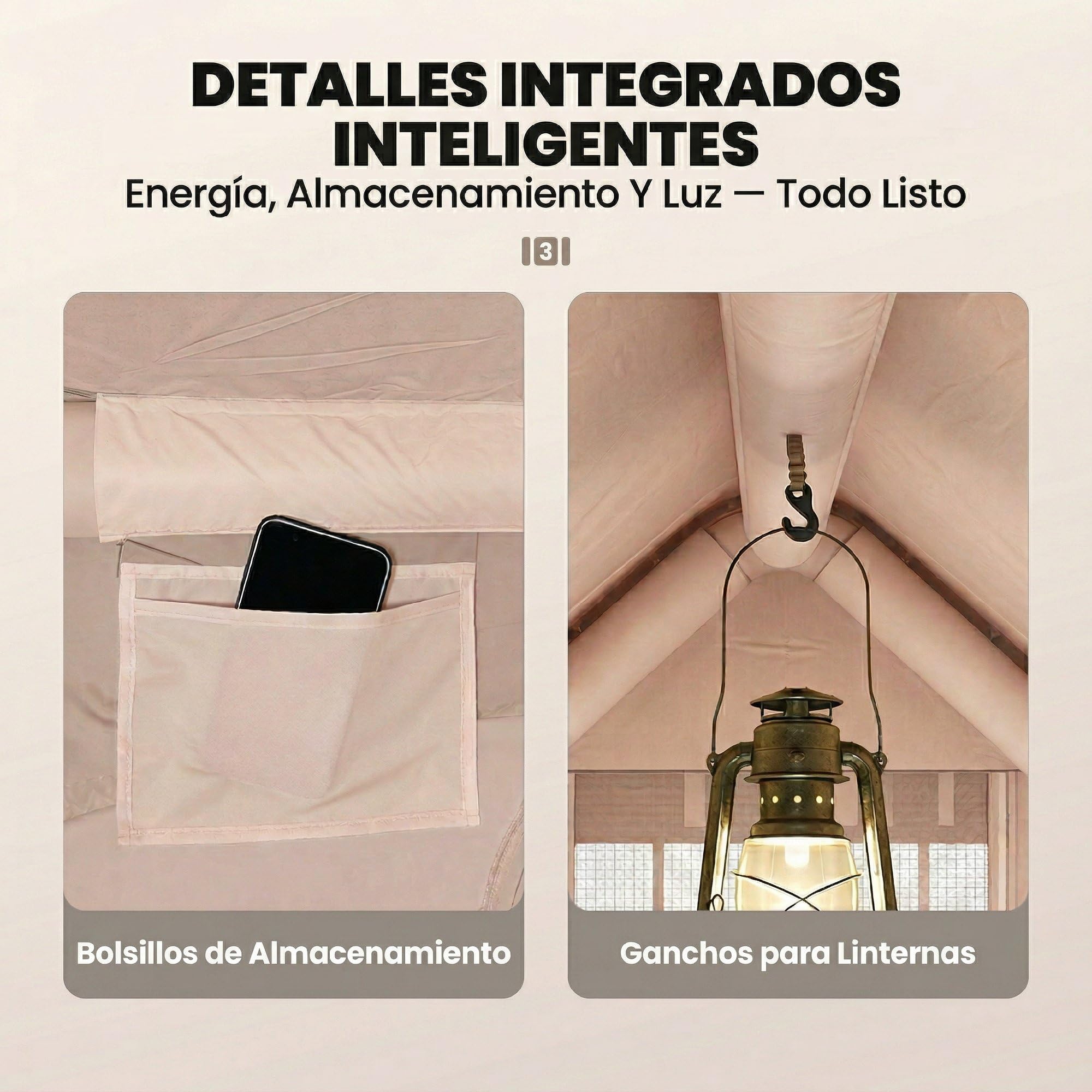 Outsunny Tienda de Campaña Inflable Glamping para 5–8 Personas con Apertura de Chimenea y Claraboya Bomba UPF30+ Bolsa para 4 Estaciones Instantáneo Resistente al Viento Tela Oxford Impermeable 5000+