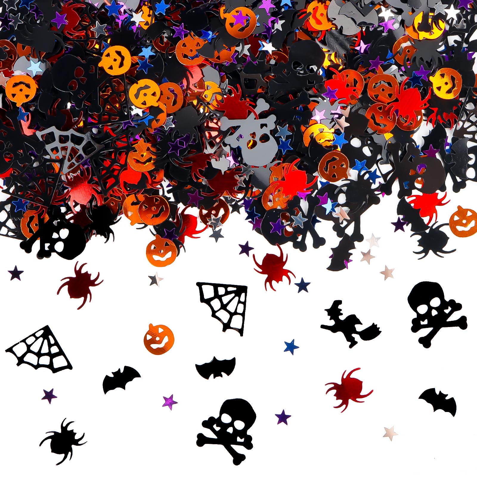 Halloween Table Decoration - 1000PCS Party Confetti, Pumpkins, Spiders, Bats, Witch Nets, Skull