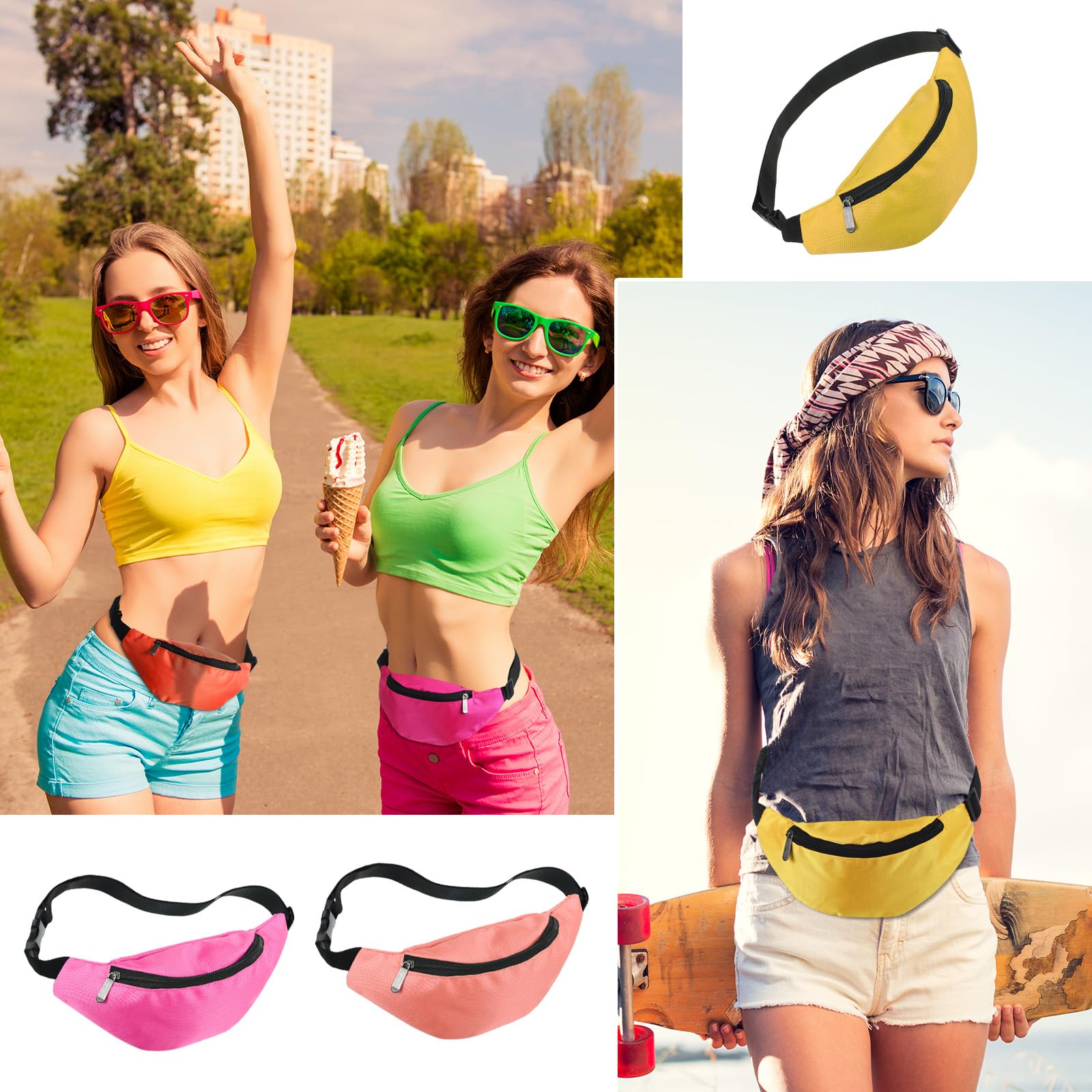 Saintrygo 20 Stück Neon Bauchtasche, 90er / 80er Jahre, verstellbare Hüfttaschen, Vintage-Tasche, Oxford-Stoff für Workout, Reisen, Laufen, Junggesellenabschied, Gastgeschenke für Damen und Herren
