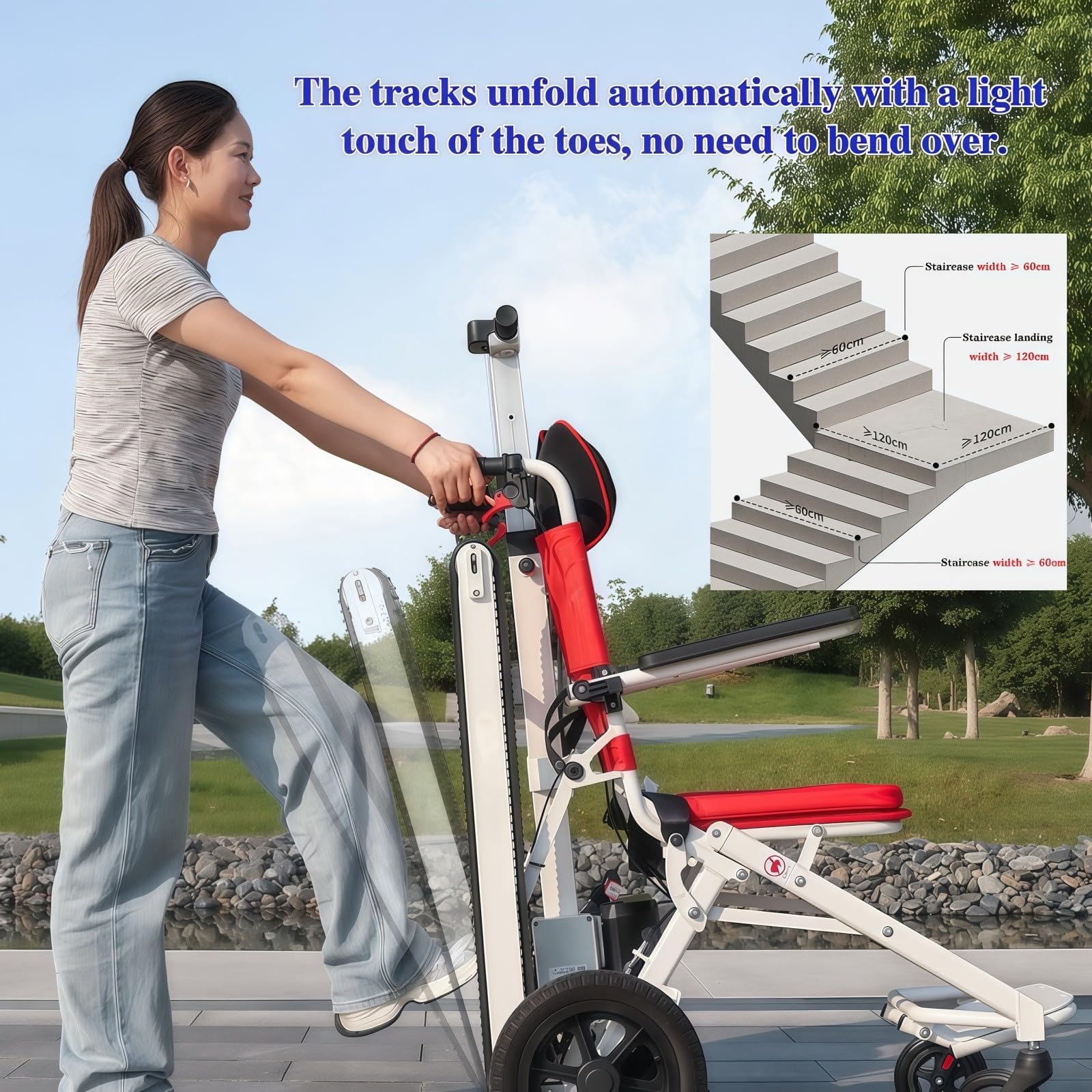 Elektrische Treppenlifte Für Rollstühle, Faltbarer, Leichter Treppenrollstuhl, Bis 150 Kg Mit Gummikette, Treppensteighilfe Für Senioren, Für Menschen Mit Behinderungen Und Ältere Menschen