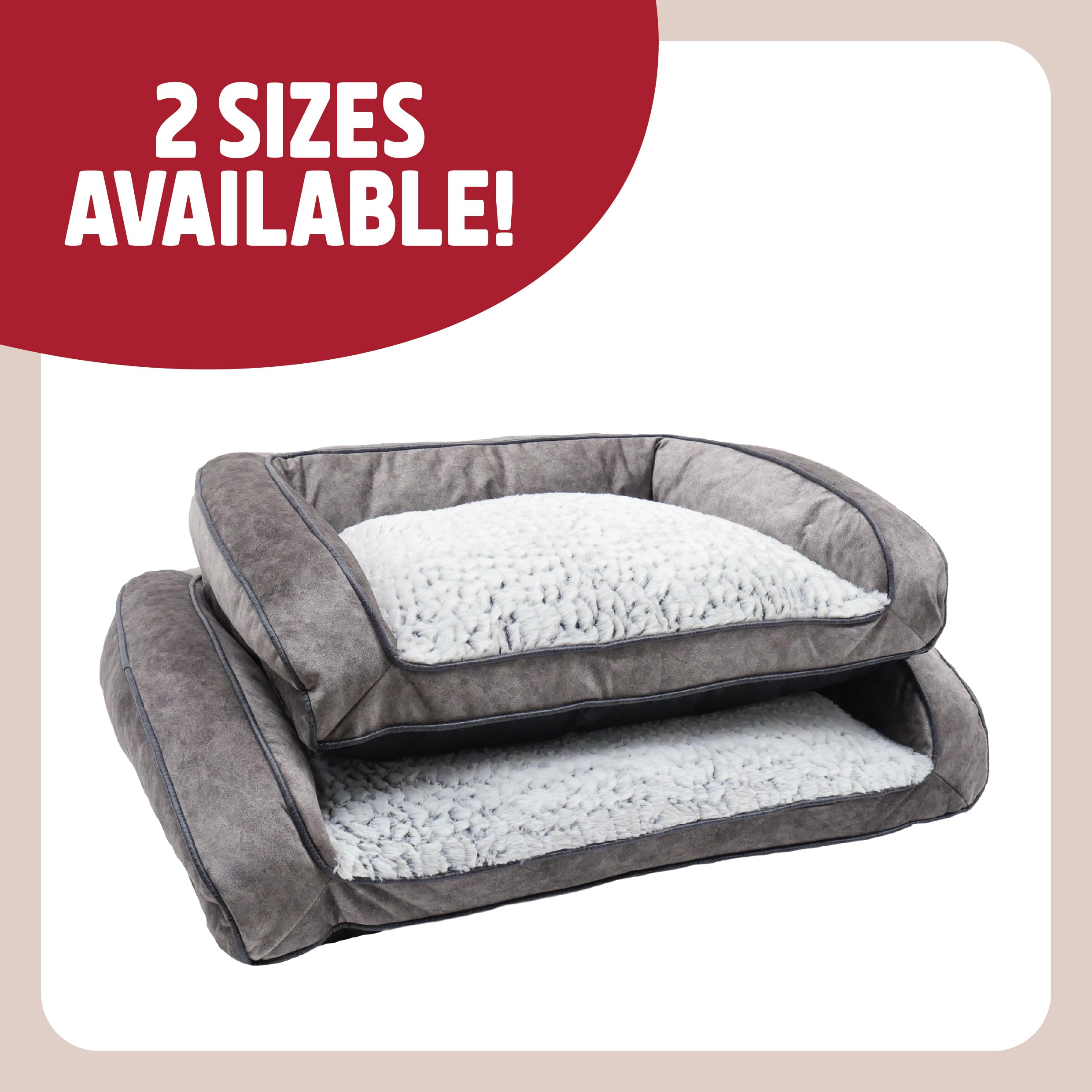 Rosewood - Cama para perros, lavable a máquina, cama para perros de gamuza sintética forrada de vellón súper suave, gris, mediana - 68 cm