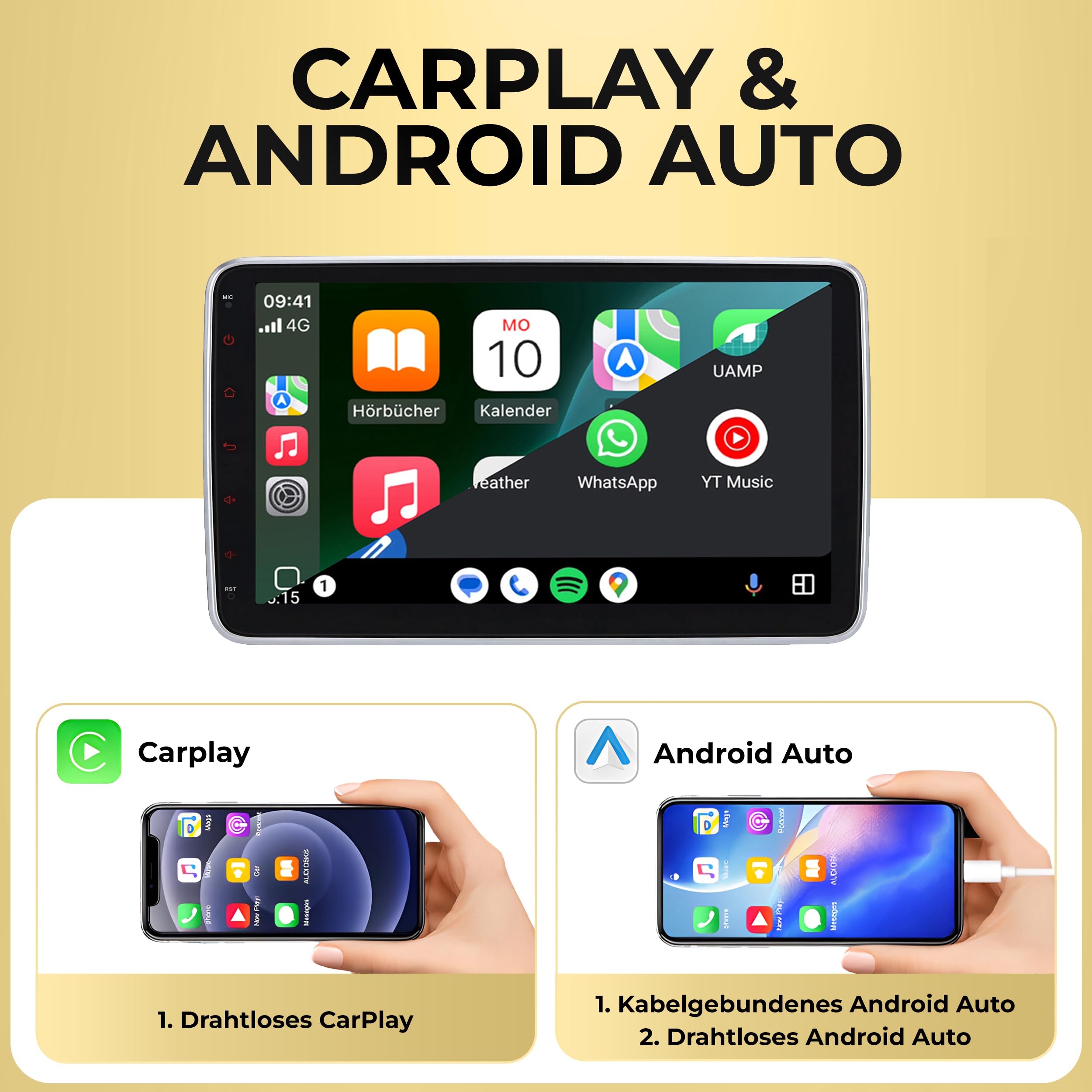 M.I.C. U10-S Android 14 Autoradio - Universal für VW/Toyota/Kia/Nissan
