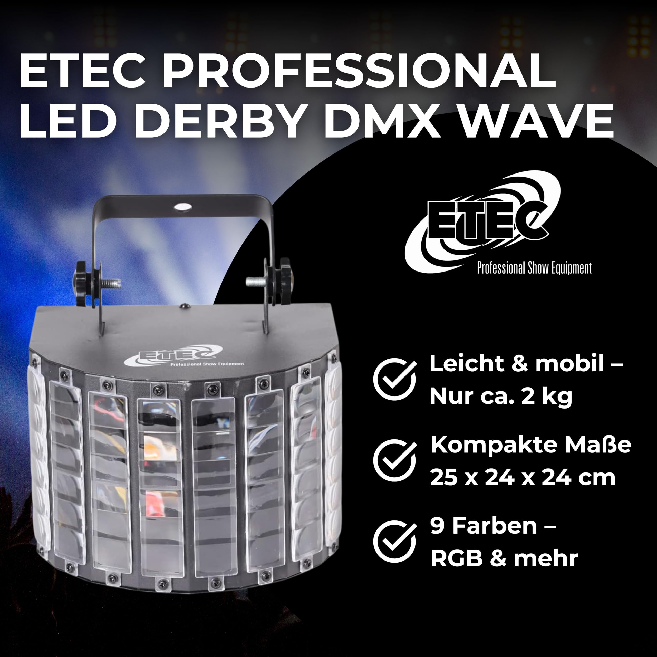 ETEC Professional LED Derby DMX Wave Lichteffekt Farbmischung Party Disco Club DJ Veranstaltung Musiksteuerung Eventbeleuchtung Bühnentechnik