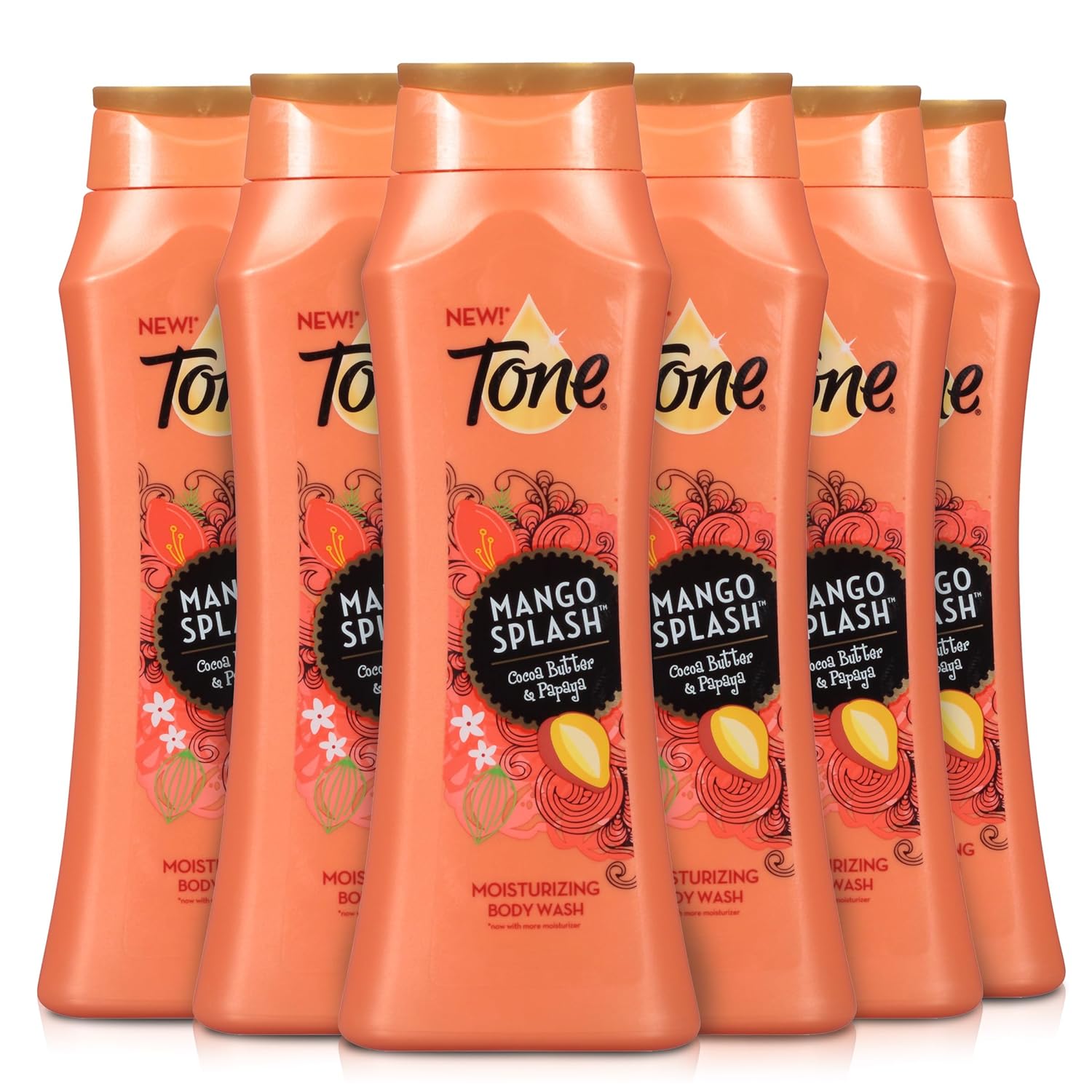 Tone Body Wash, Mango Splash, 16 Ounce (Pack of 6)