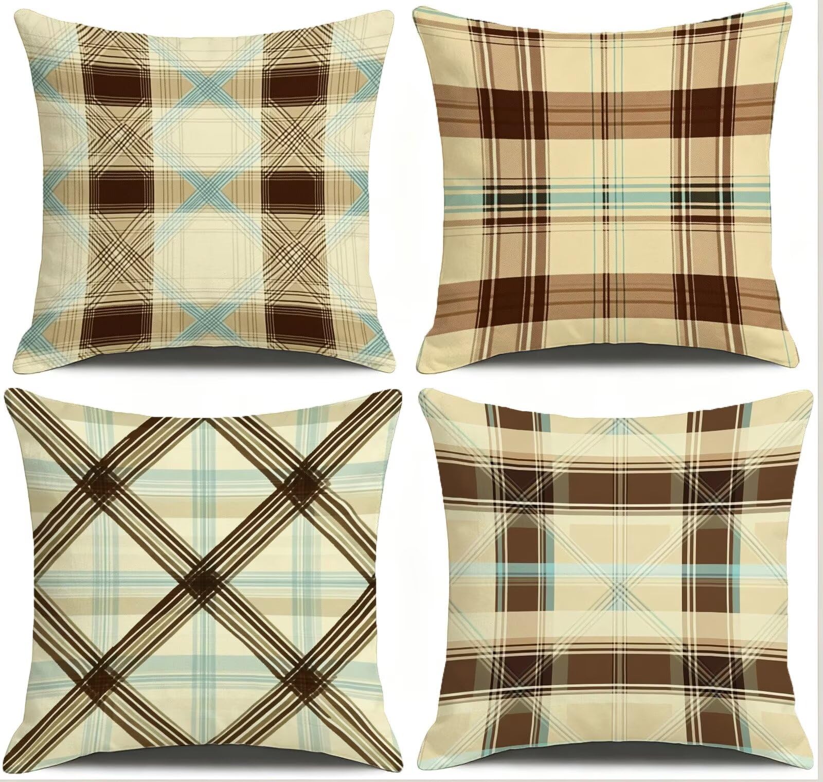 Beżowa poszewka na poduszkę 45 x 45 cm zestaw 4 poduszek outdoorowych
