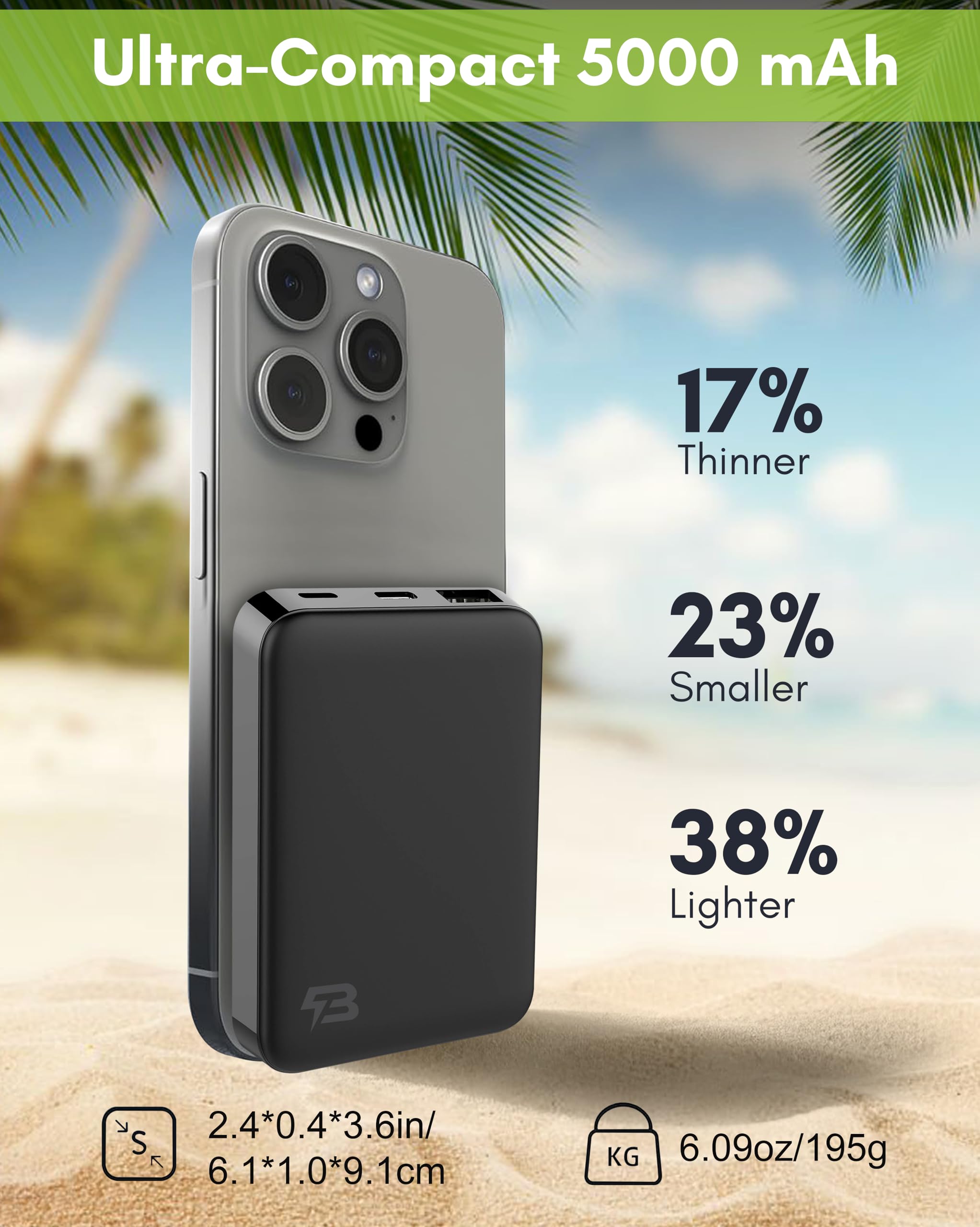 Amazon.com: Boostrcharge Mini 5000mAh 5V 2A Ultra-Compact