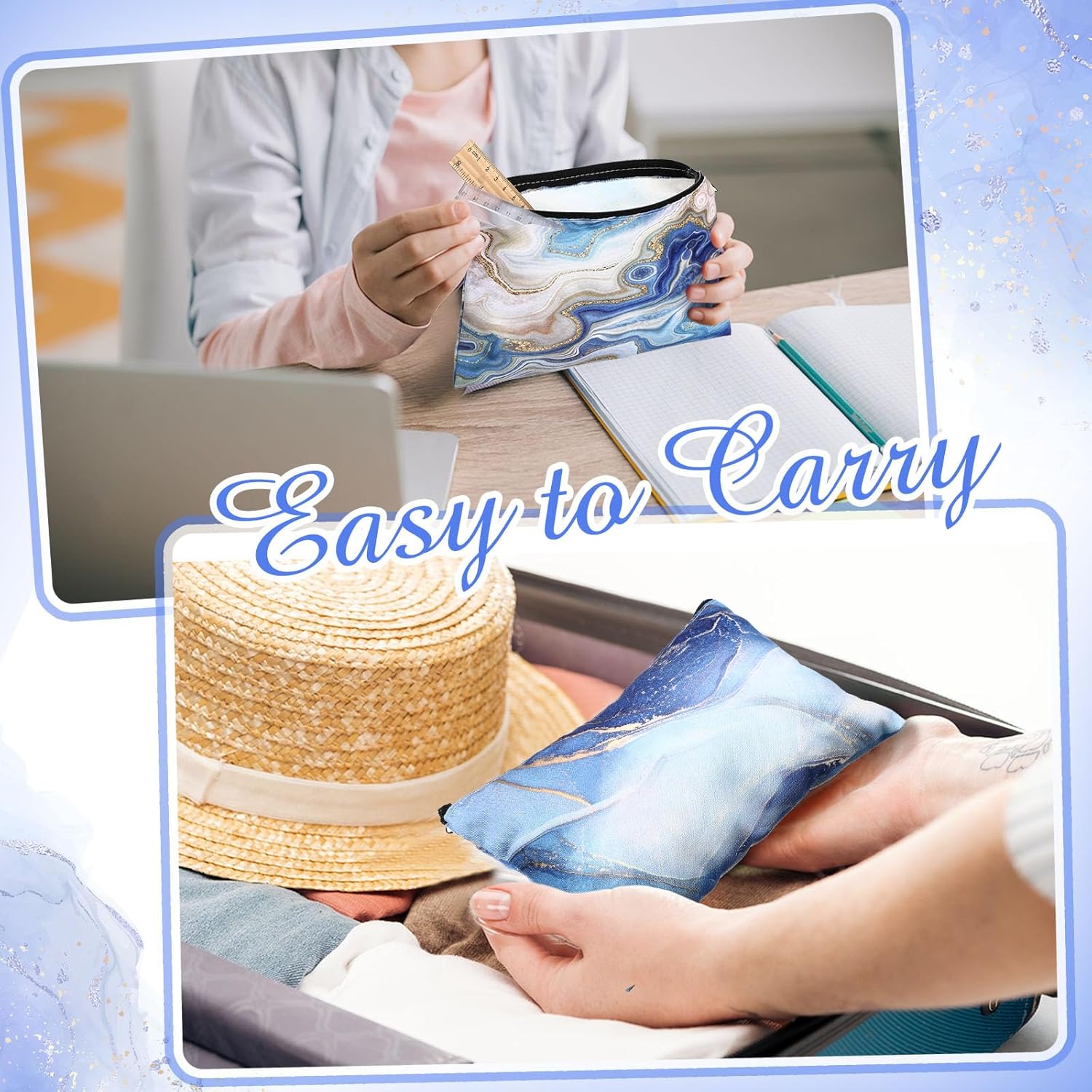 Hillban 36 Pcs Marble Makeup Bags Marble Gifts Cosmetic Bags for Women Travel Toiletry Pouch with Zipper Portable Organizer Pouch for Cosmetics Makeup Brushes, 12 Styles - Image 5