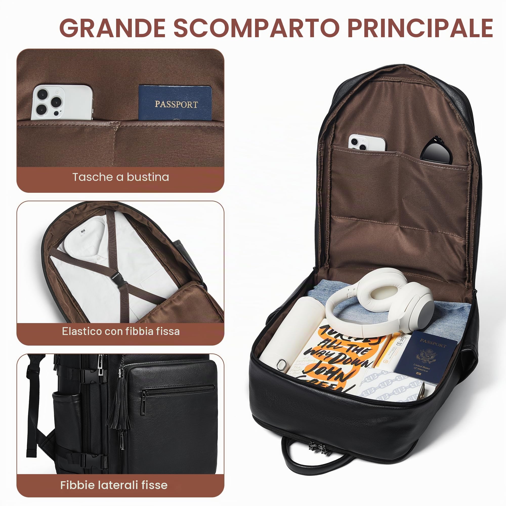 Shrrie Laptop-Rucksack für Frauen, elegante Tagesrucksack PU-cuoio computer zaino si adatta 16" laptop, impermeabile insegnante infermiera casual Daypack für Weekender Camping Viaggi