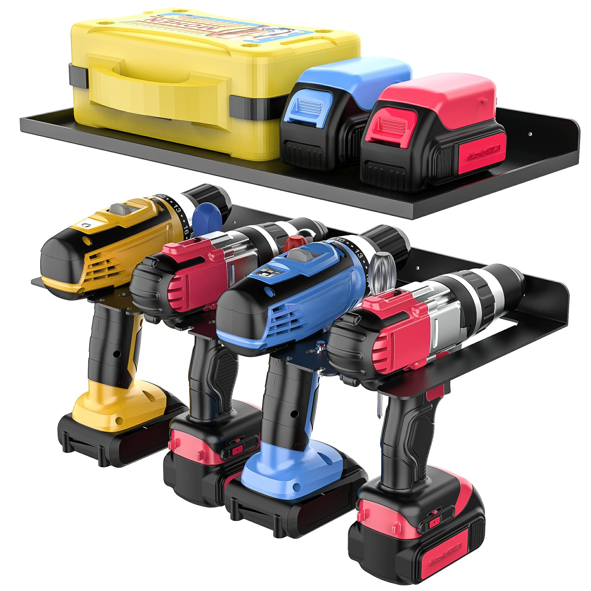 TZDTMEOS Electric Drill Storage Rack, Power Tool Organizer, Holds 4