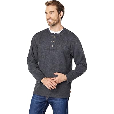 Мужская рубашка L.L.Bean Katahdin Iron Works Bonded Waffle Fleece Henley Slightly Fitted Regular charcoal heather