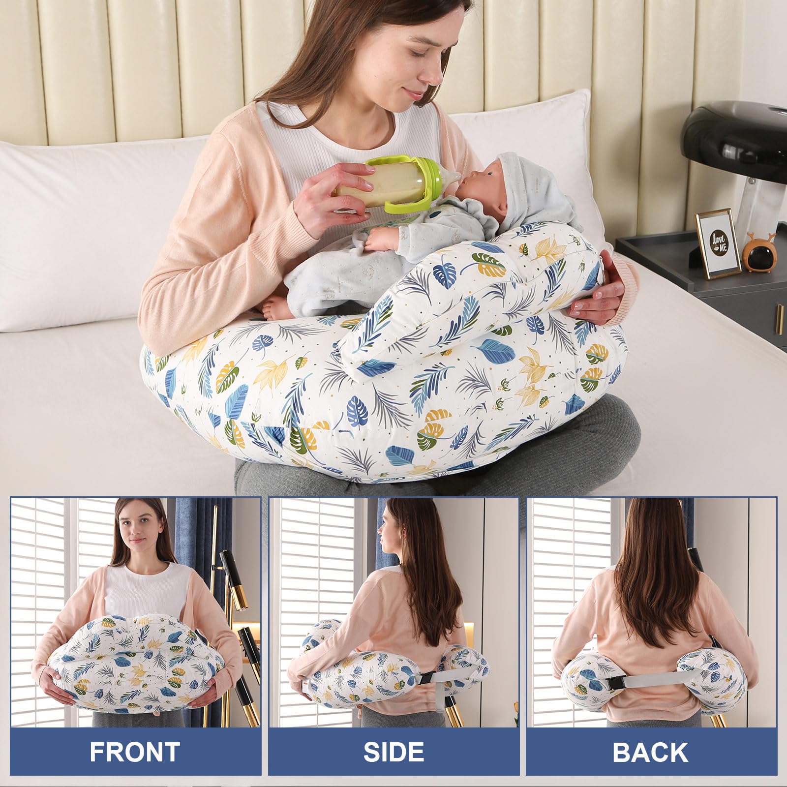 MIFXIN Nursing Pillow, Multifunctional Breastfeeding Pillow with Adjustable Waist Belt, Nursing Pillow with Safety Fence - Image 4