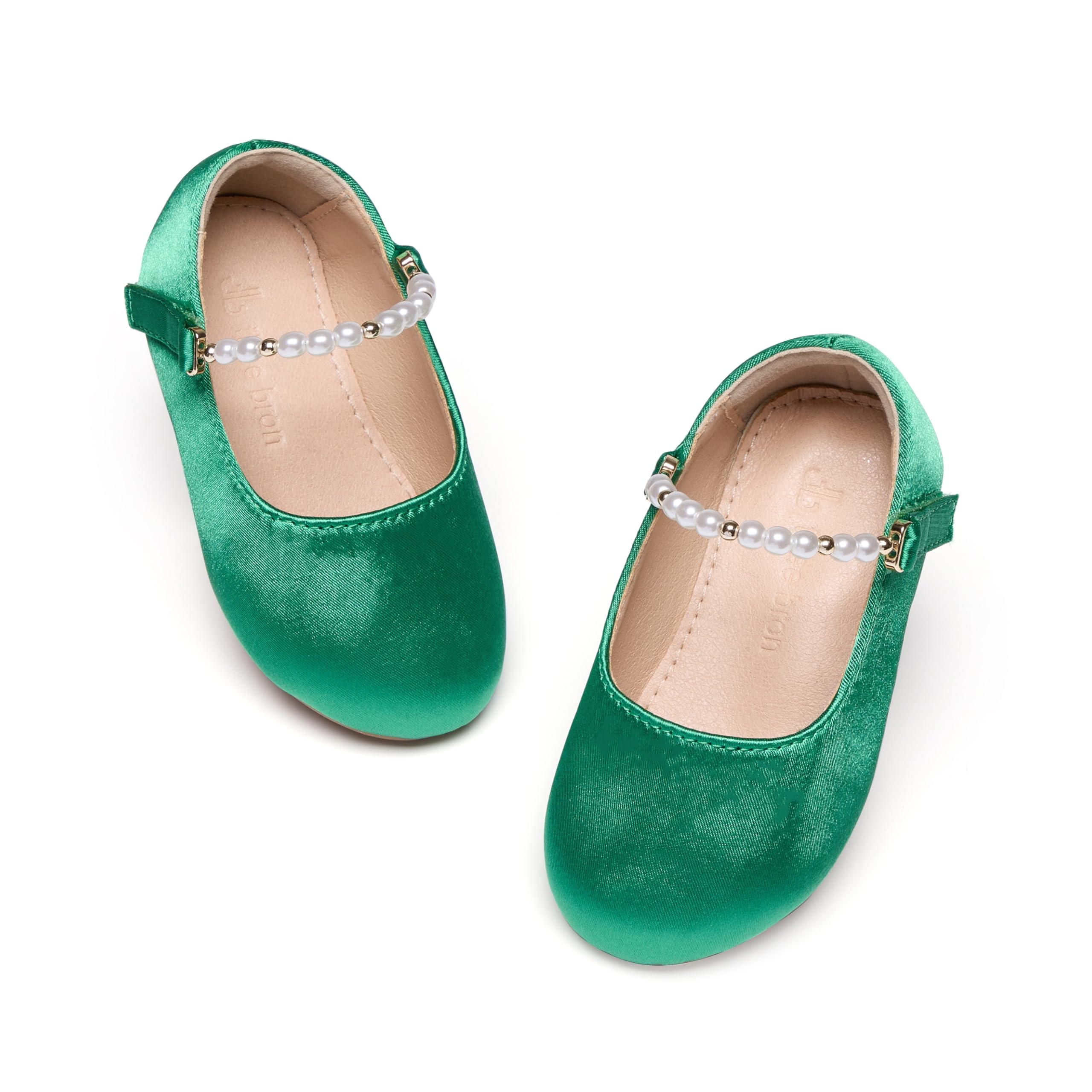 THEE BRON Toddler Mary Janes Ballet Dress Flats Flower Girl Sparkly Pearl Shoes