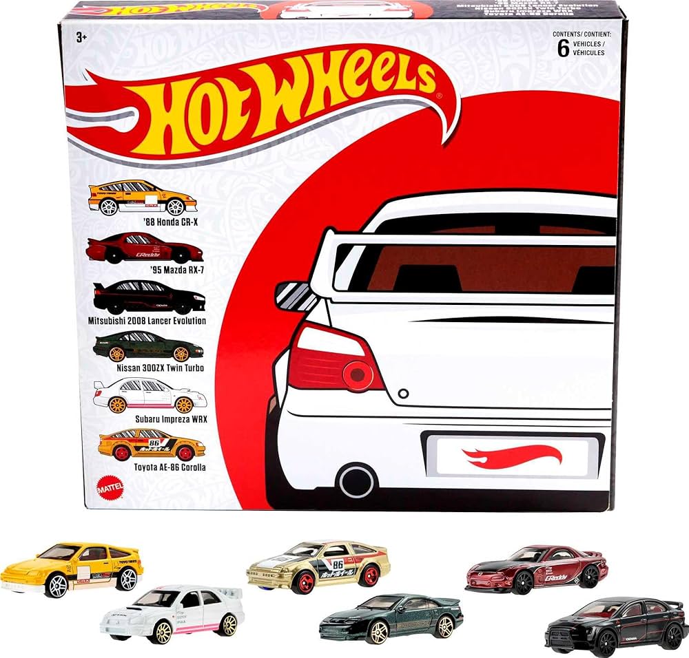 Hot wheels Themed car Japan historics Set of 6, Color As Per