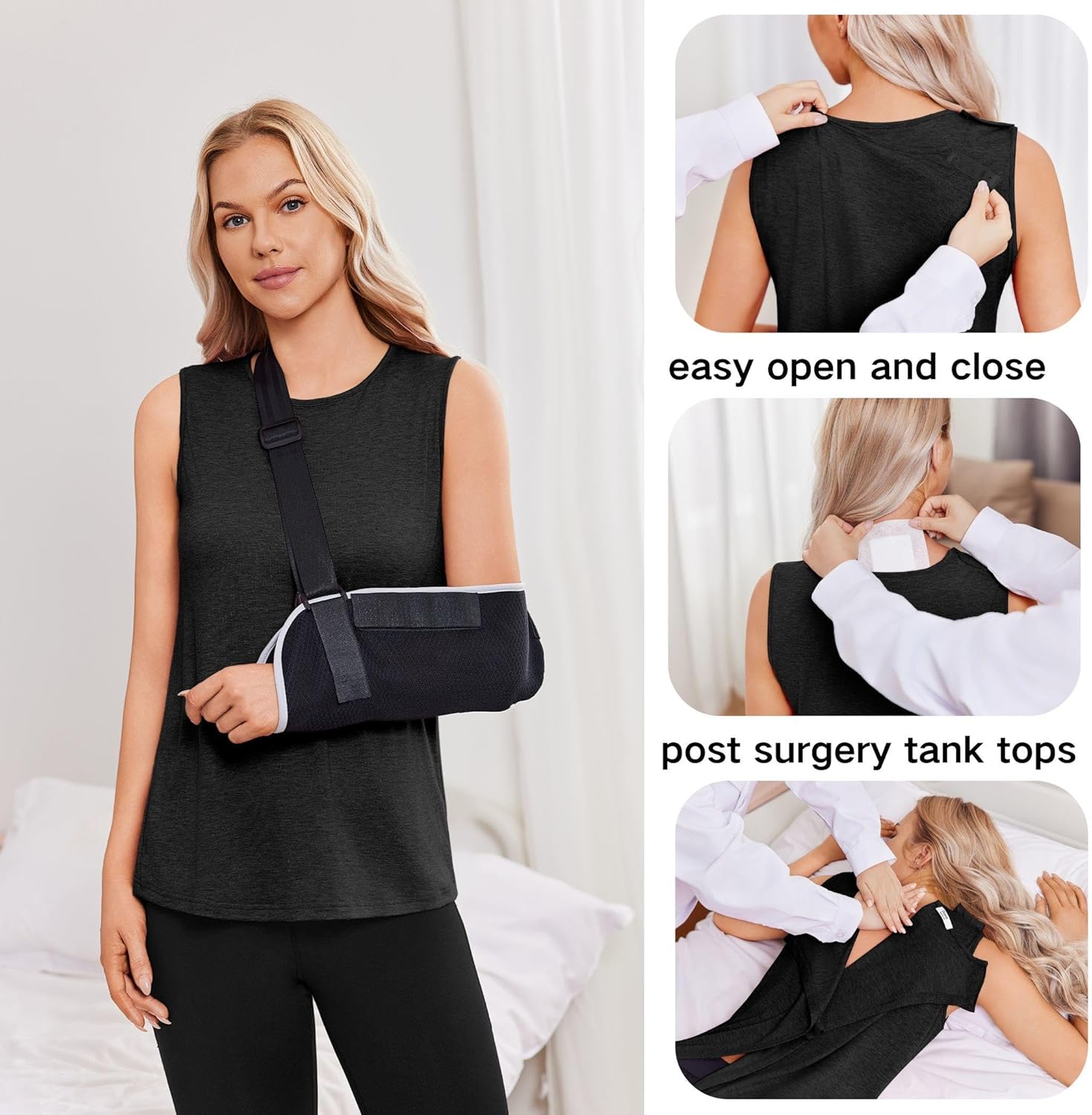 Deyeek Post Surgery Shirts for Women Shoulder Snap Tear Away Open Back Hospital Tank Tops Sleeveless Adaptive Clothing - Image 2