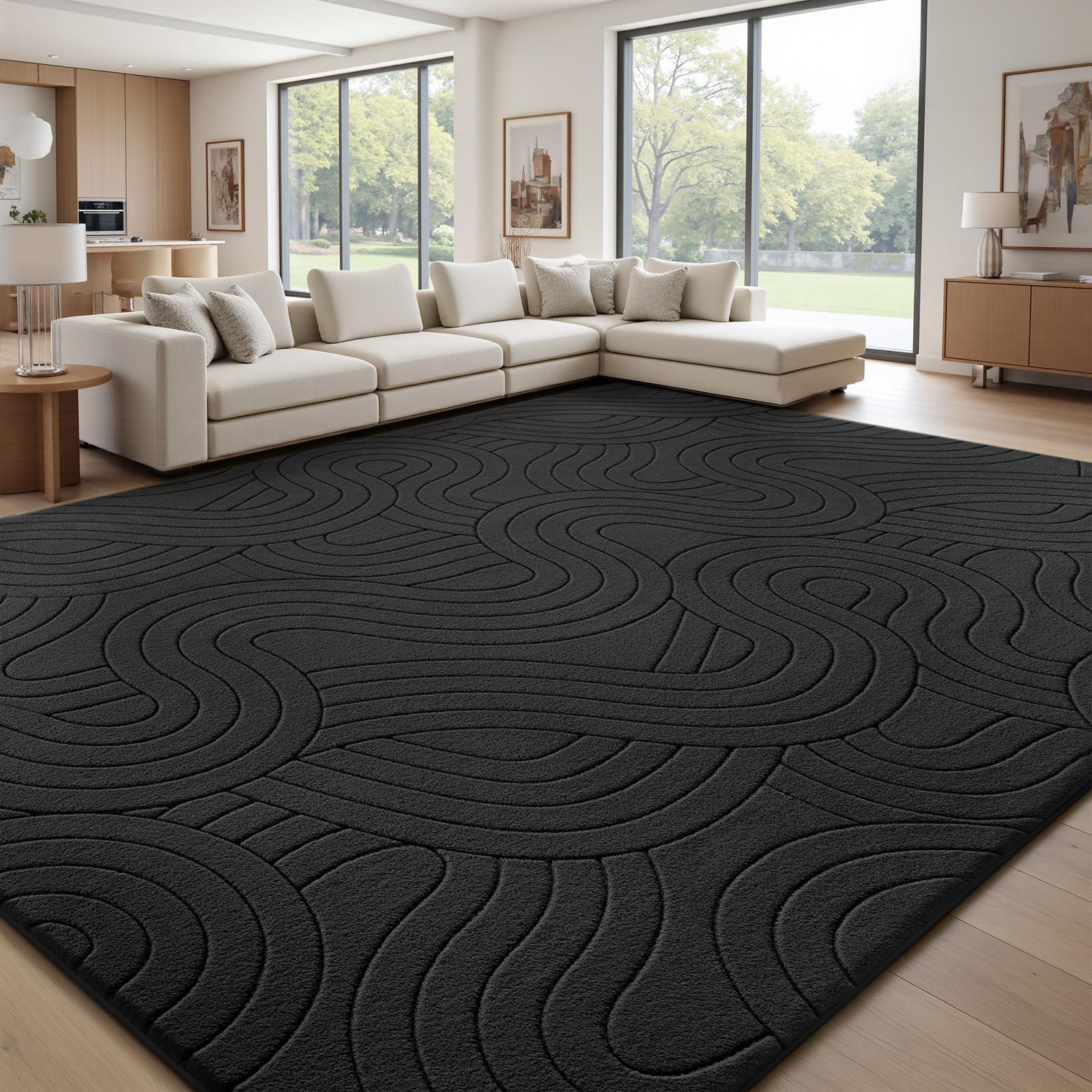 Treeboy Large Area Rugs For Living Room 240X300 Black Kids Room Bedroom Rug