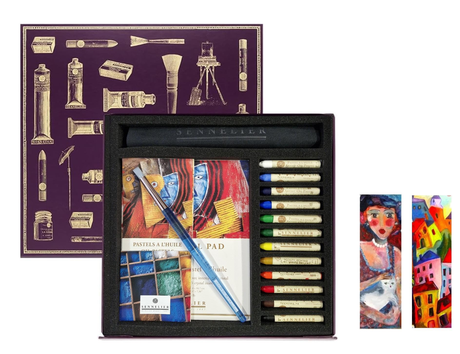 Sennelier Set Ölkreiden und 2 Karten