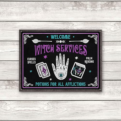 Miniatura 8 de Letrero de metal de estaño con poción de bruja de servicio de bruja, decoración de letrero de bruja, Wicca gótico oculto, pagano, espeluznante,