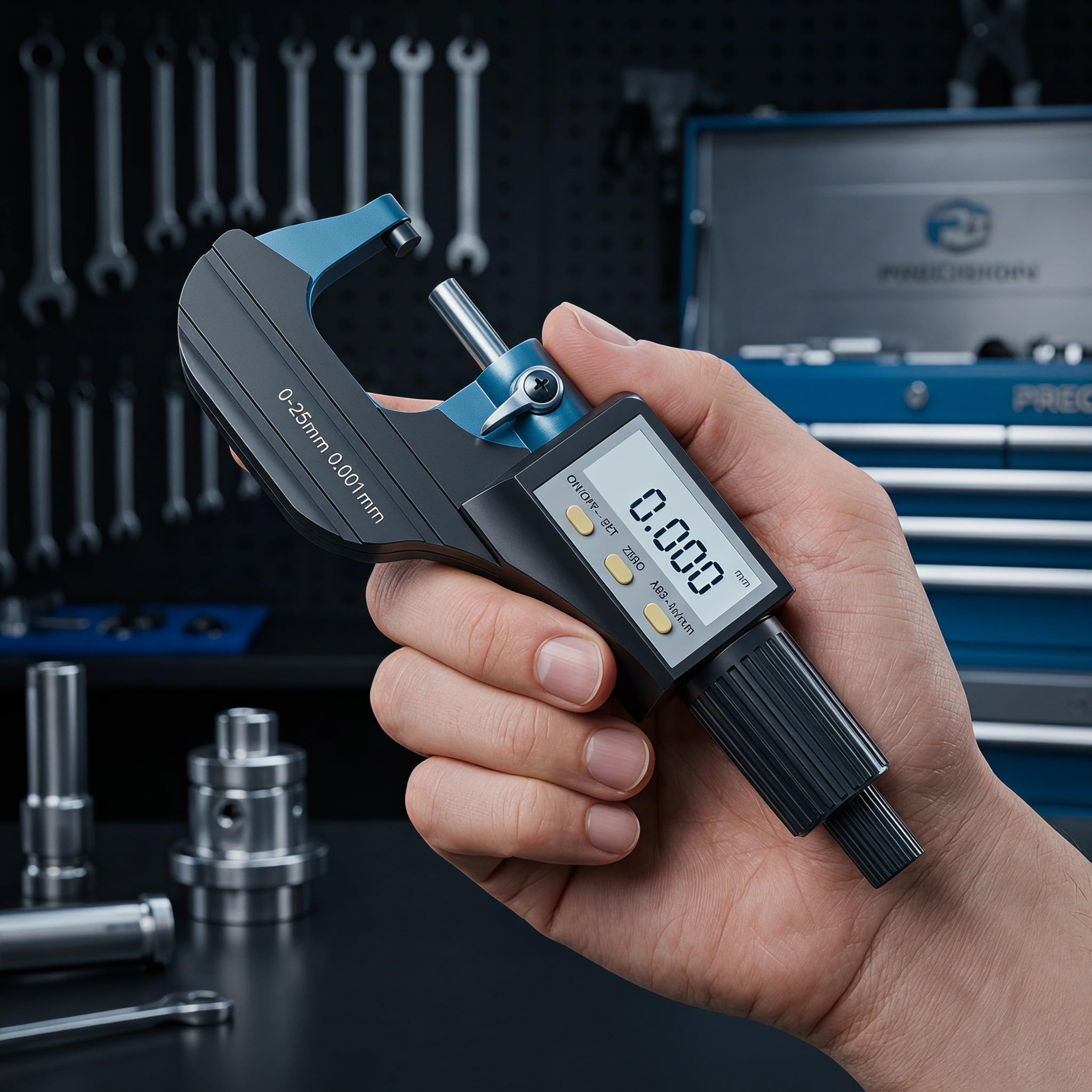 INOOMP Micrómetro Exterior Digital de Alta Precisión 0-25mm Calibración Precisa y Resultados Fiables, Fabricado en Material Cementado para Mediciones Industriales