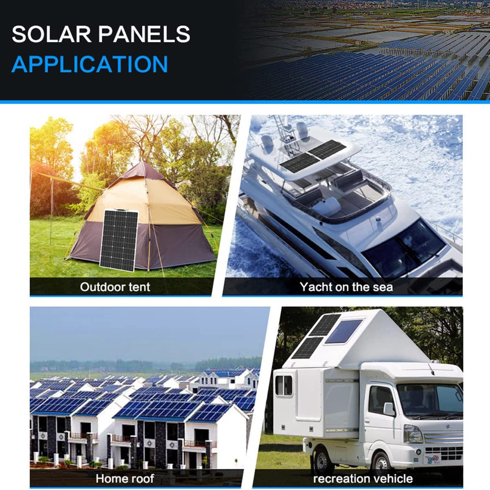 Panneau Solaire 400w-800w, Module Solaire Monocristallin Flexible 40a Contrôleur Charge, Kit indépendant du Réseau, Système Solaire Module Photovoltaïque pour Camping en Plein Air,2x400W