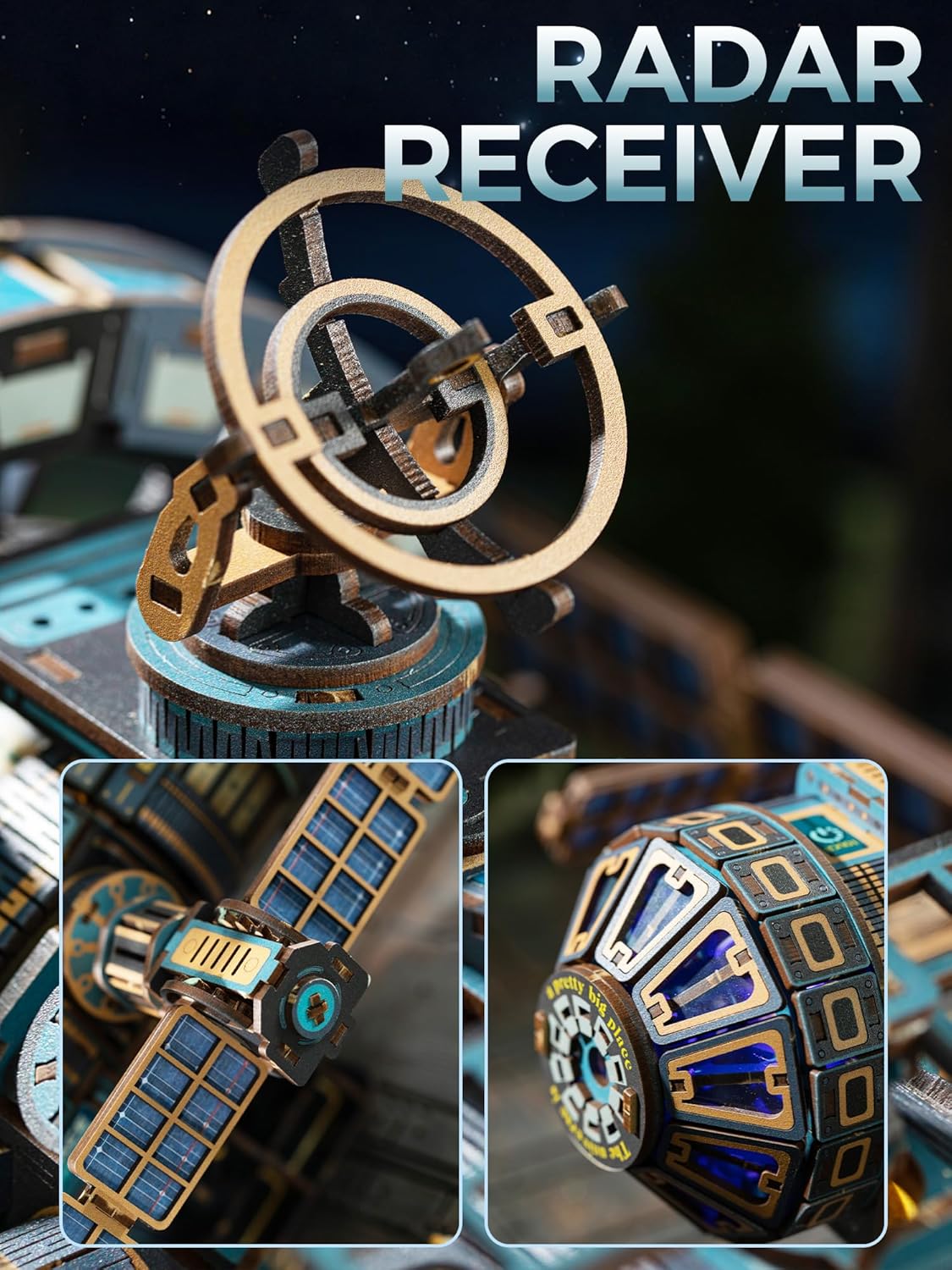 3D Puzzles for Adults – Space Station Rotating Mechanical Model Kit with Lights, Music & Motor, 511-Piece Interactive STEM Project, Sci-Fi Bookshelf Decor, Birthday Gifts for Men Women Teens 14+