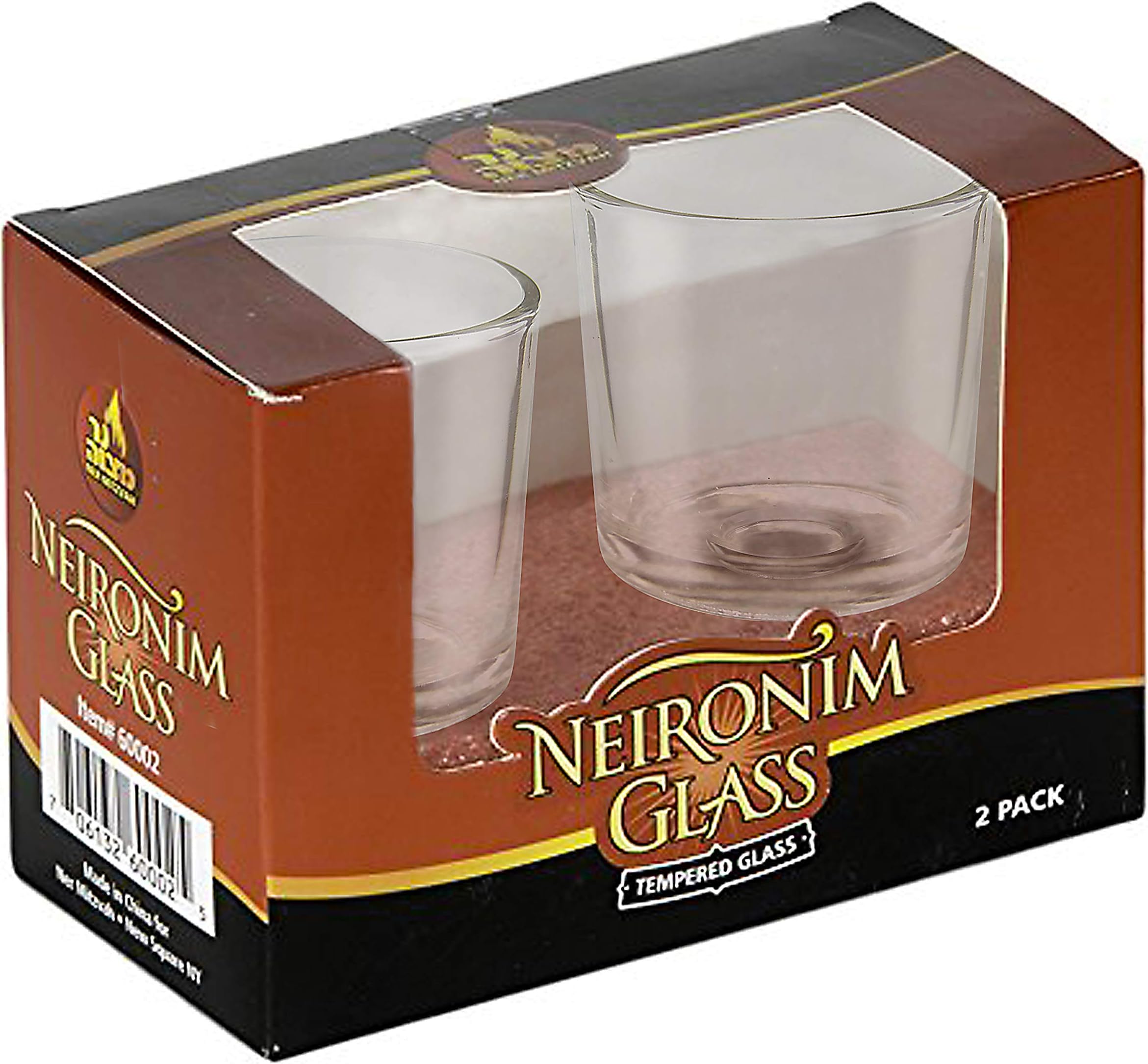 Ner Mitzvah Neironim Glass Shabbos Candle Holders, Premium Quality Clear Votive Cups for Shabbat (Pack of 2)