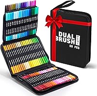 Vista 1 de 80 marcadores para colorear para adultos, sin sangrado, doble punta fina y rotuladores de pincel, juego de marcadores de colores artísticos