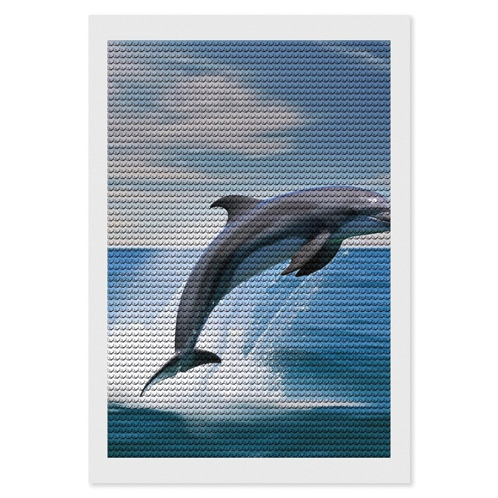 FodPand Diamond Art Kits for Adults, 5D Aurora Diamond Painting Kits for Beginners, Jumping Up Dolphins DIY Full Drill Dots Gem Art Paint Crafts for Home Wall Decor 8"x12"