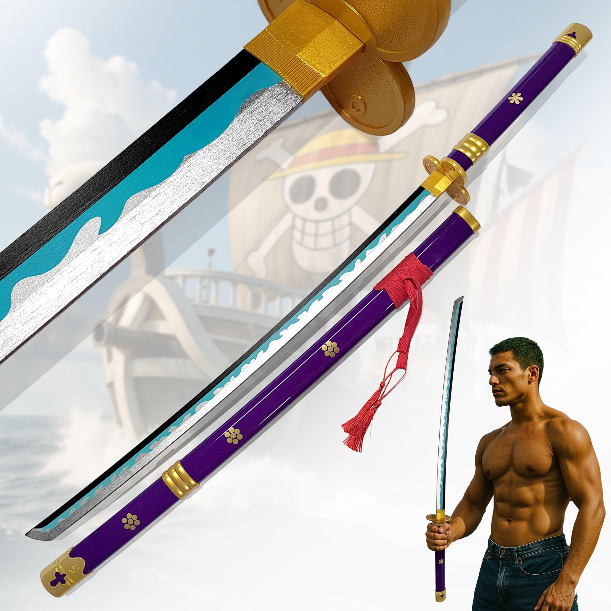 Zorro Schwert One Piece Katana Aus Holz – Zoro Schwert Nachbildung,  Bambusklinge, Für Cosplay Katana One Piece Erklärung, image size:2000x2000