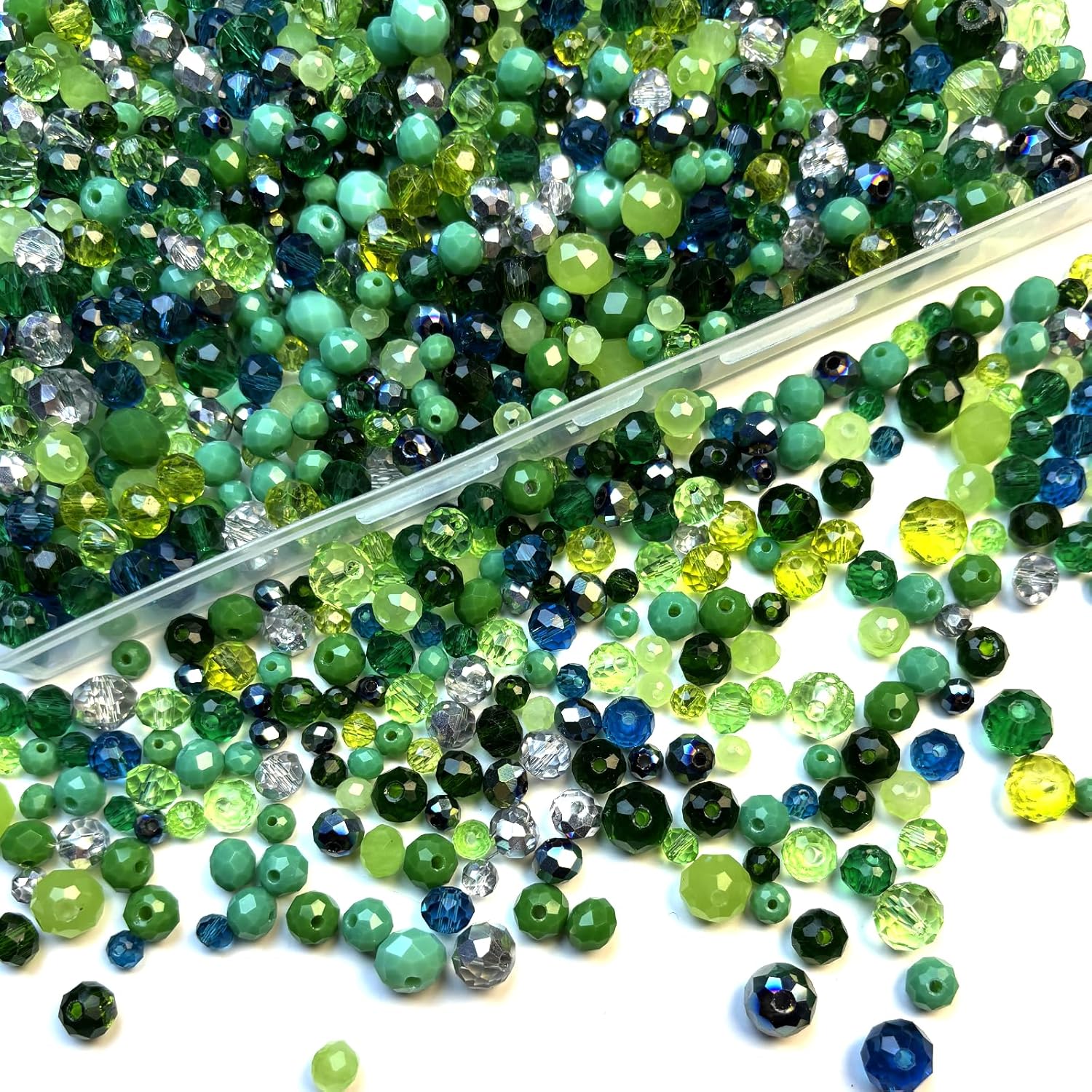 1000pcs Green Glass Beads for Jewelry Making, 4/6/8mm Assorted Size and Color Crsystal Beads for Plant DIY Bracelet Necklace Earring Craft Kit with Organizer Box, St. Patrick's Day - Image 3