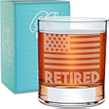 On The Rox Retirement Gift - Permanently Engraved 11 oz USA Flag Glass for Men and Women - Military Retirement Idea for Army/Navy/Airforce/Marines/Coast Guard