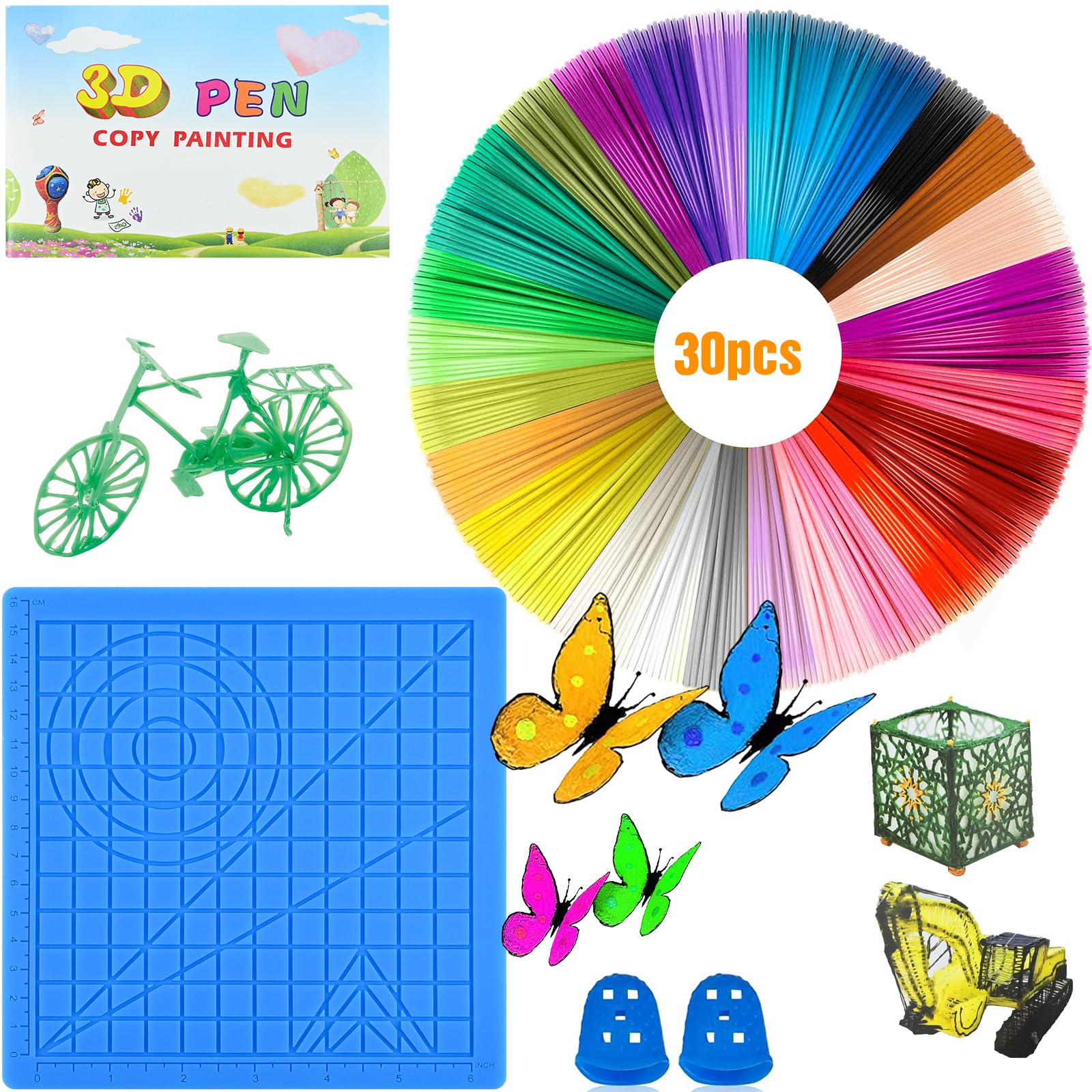 Twirush 3D Pen Filament Set, 30 Colours, 1.75 mm, PLA Material, 5m Each, Perfect for 3D Printing Pens