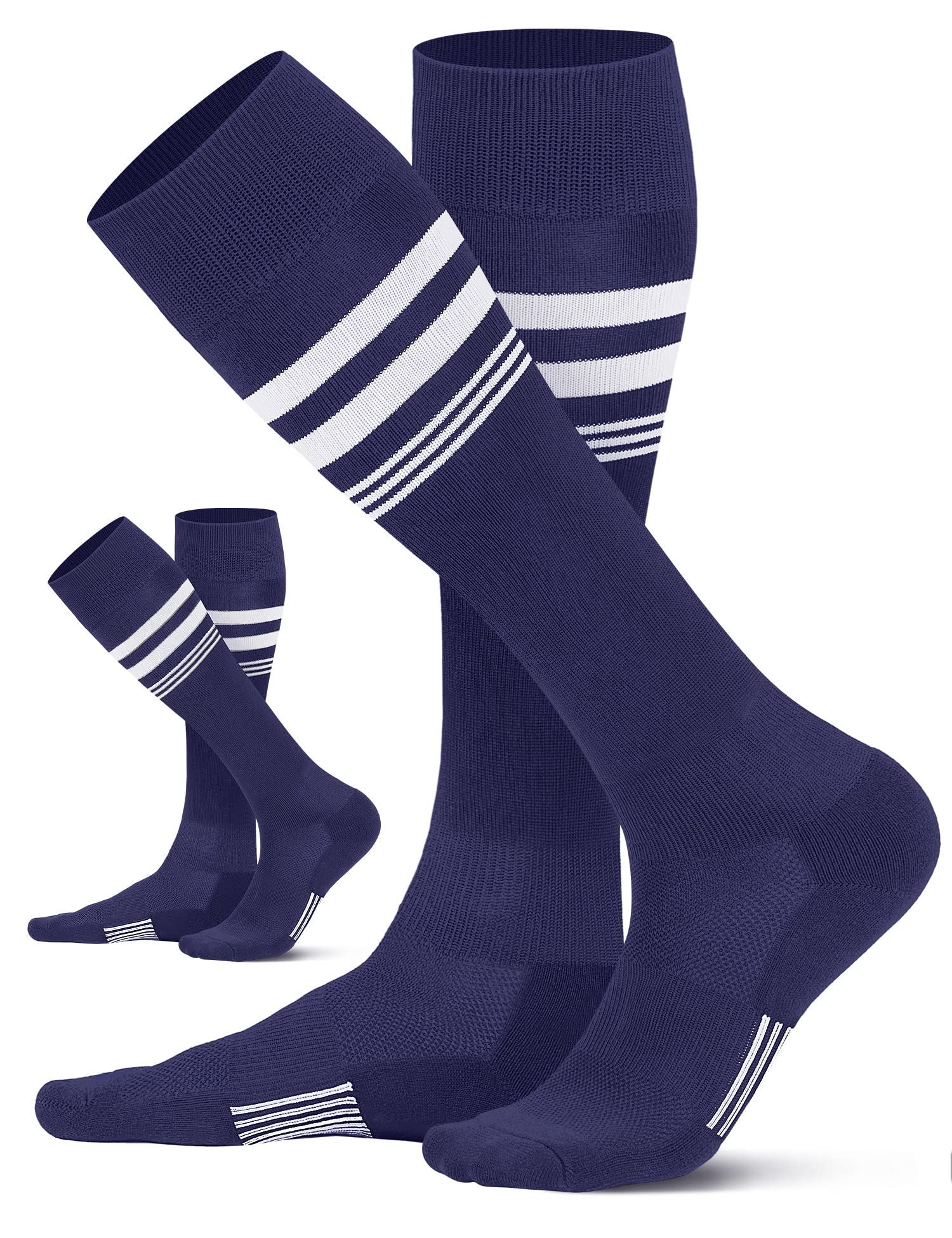 CS CELERSPORT Striped Soccer Athletic Knee High Socks for Kids Youth Adult