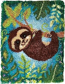 Latch Hook Rug Kits for Adults Sloth Tapestry Kits Rug Making Kits Printed Canvas Embroidery Kits DIY Crochet Yarn Kits for Beginners Adults Kids Craft Kit Creative Gift 52Cmx38cm