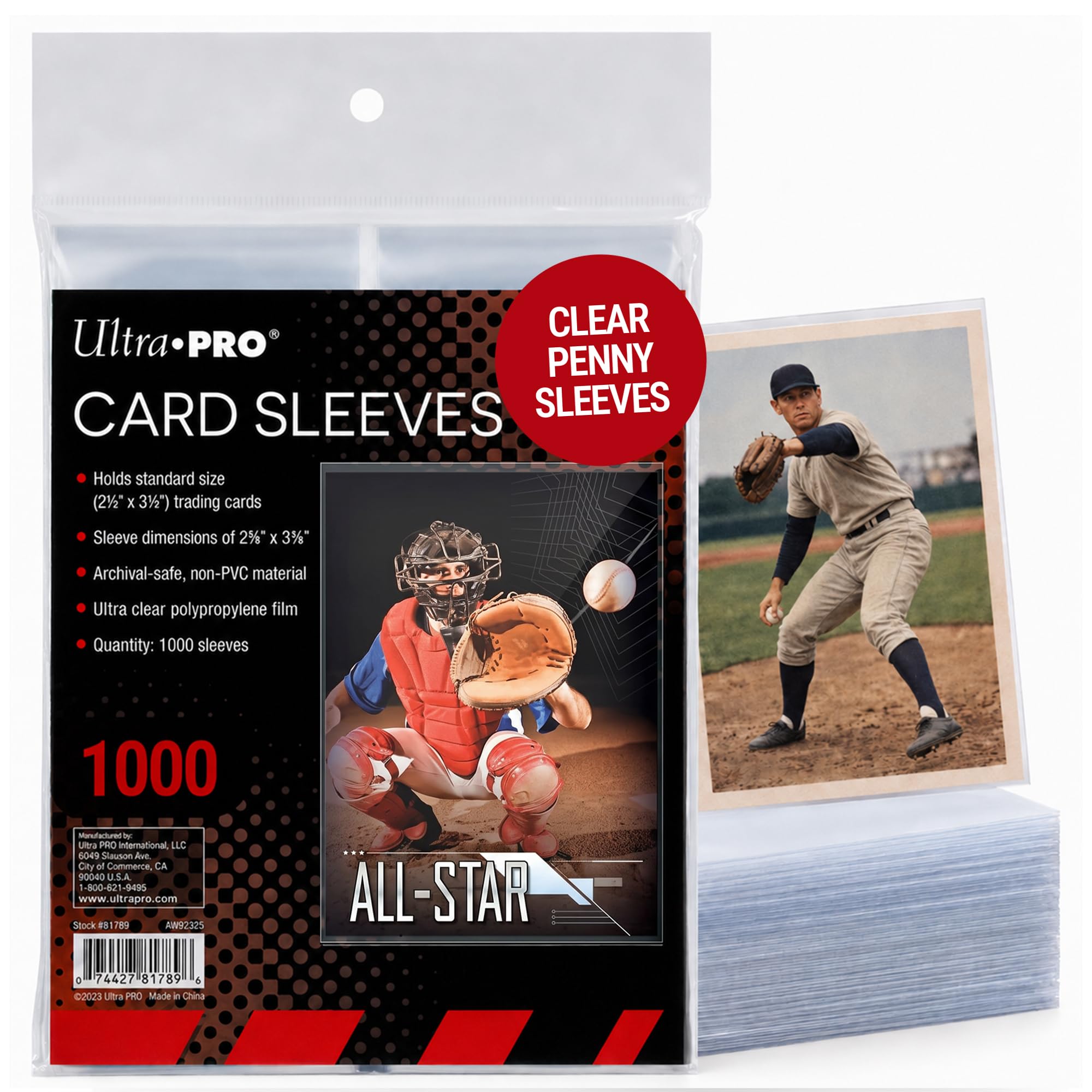 Ultra Pro Penny Sleeves – Holds Standard Size 2.5" x 3.5" – 1000 Pack
