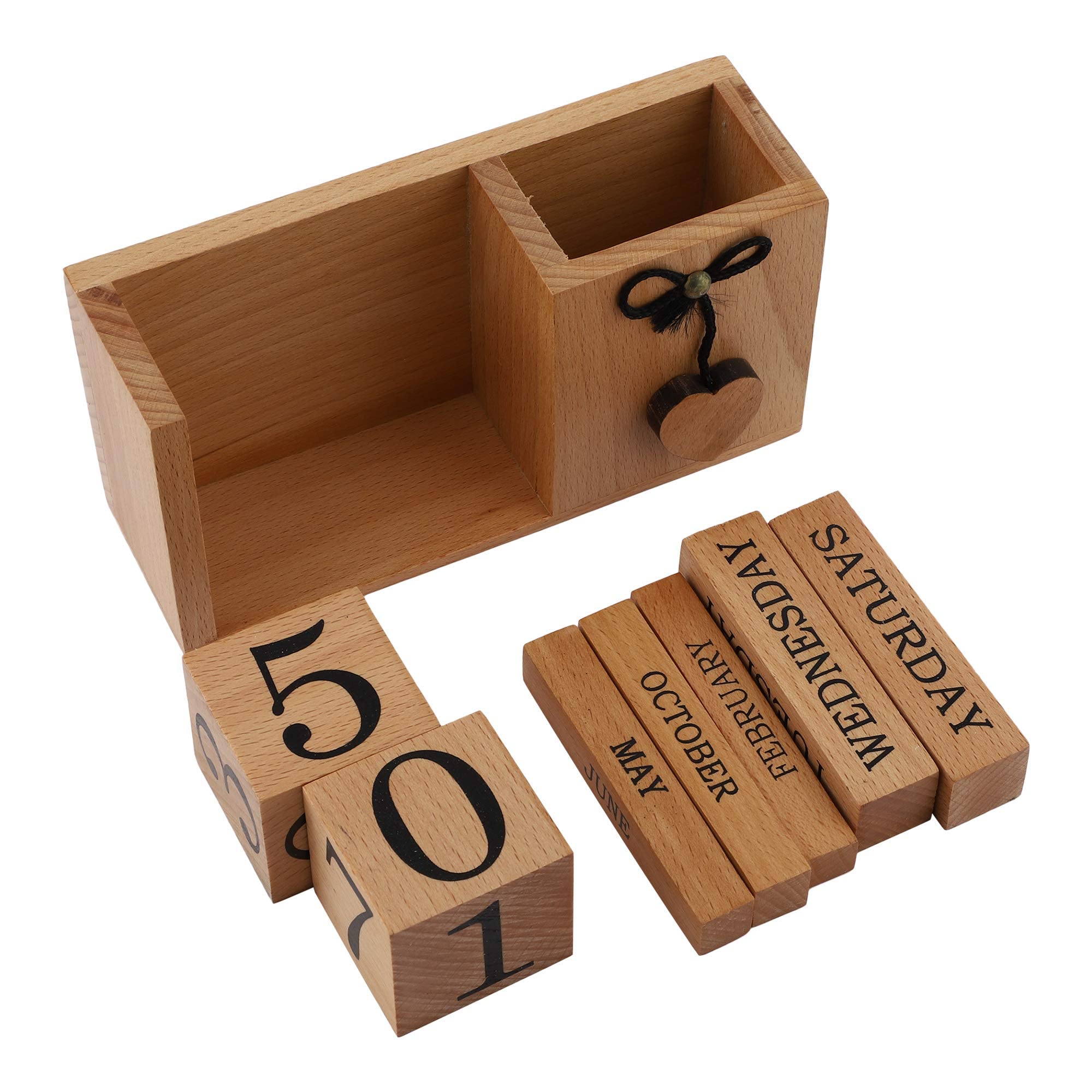 Frescorr - Wooden Perpetual Calendar for Desk, Wood Month Date Display Blocks for Teachers, Students, Classrooms, Farmhouse Office Decor, Desk Accessories - Image 5