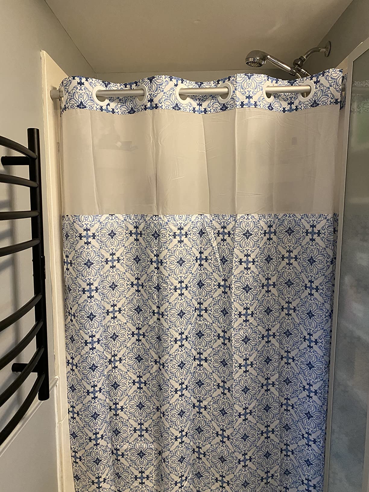 7/mo Finance Hookless Vervain Shower Curtain with Peva Liner, 71 in