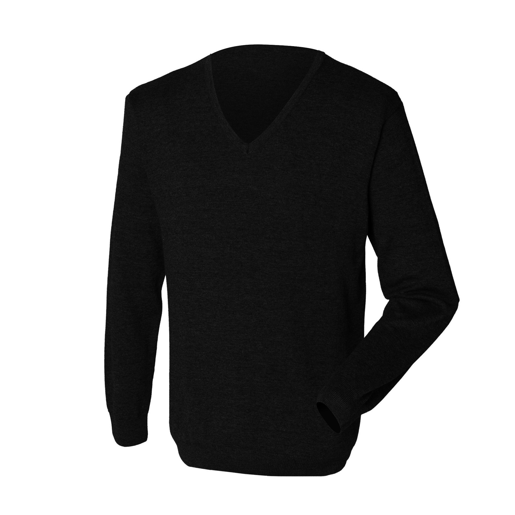 Henbury Men's Black 12 Gauge Fine Knit V-Neck Jumper/Sweatshirt (4Xl) (Black)