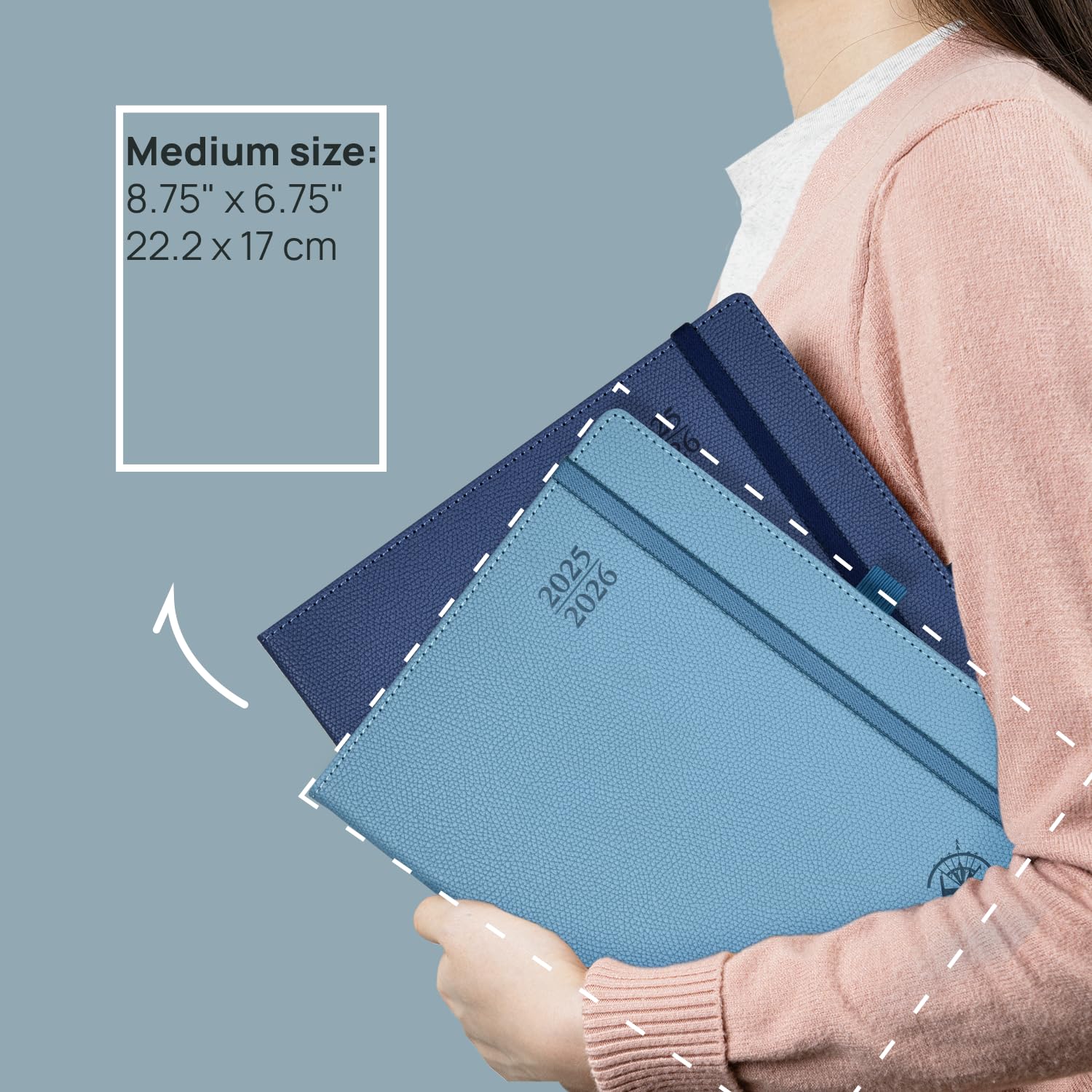 Agenda Settimanale 2025 POPRUN - Copertina Morbida In Pelle, Carta Spessa 100 GSM