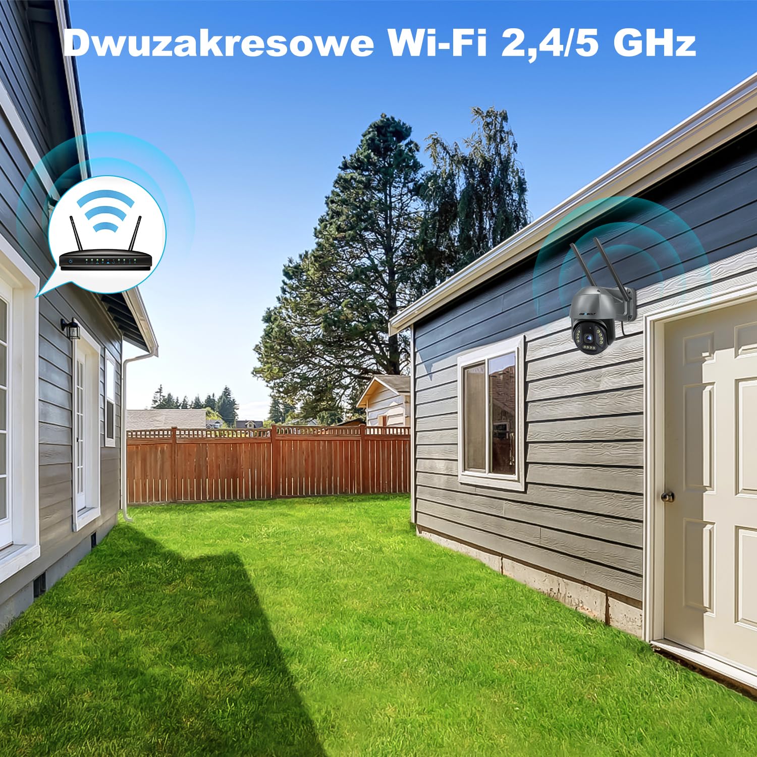 GENBOLT 4K PoE Kamera WIFI,8MP 2.4&5GHz Zewnętrzna CCTV | Wykrywanie Osób/Pojazdów, Nagrywanie 24/7, Auto Śledzenie, Noktowizja Kolorowa