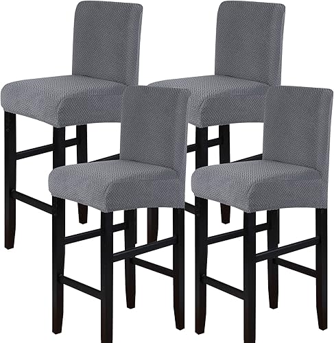 Miniatura 1 de SearchI Juego de 4 fundas elásticas para taburetes de bar, elásticas, extraíbles y lavables, fundas para sillas de bar de punto de sarga, fundas