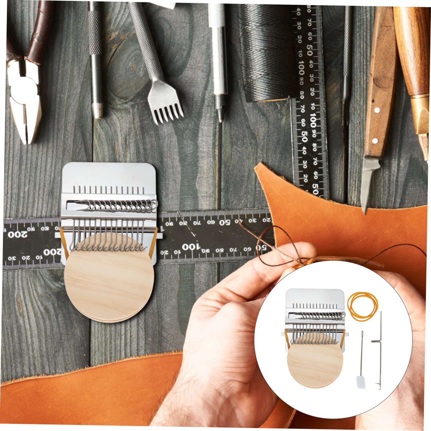 HOMSFOU 4 Sätze Mini Loom Strickwerkzeug Nadeln Webmaschine für DIY Kleidung und Stopfarbeiten Natürlichem und Leicht und Handlich