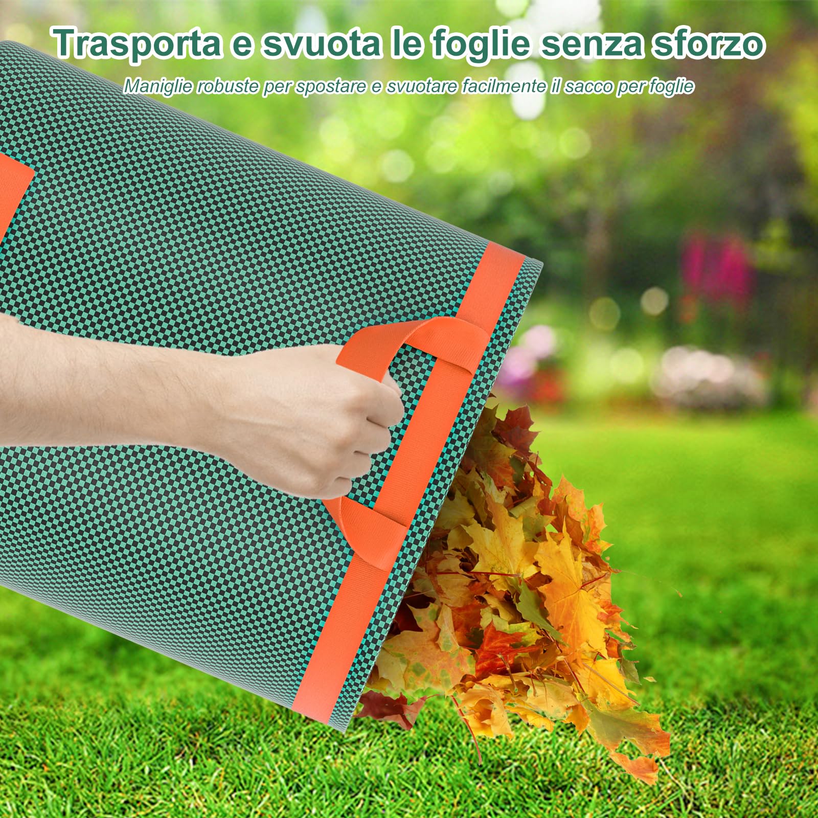 3x272L Sacchi per Rifiuti da Giardino Resistenti,Sacchi Giardinaggio Pieghevole,Sacchi Giardinaggio Riutilizzabili con Maniglie, Sacco Raccogli Foglie Autoportante