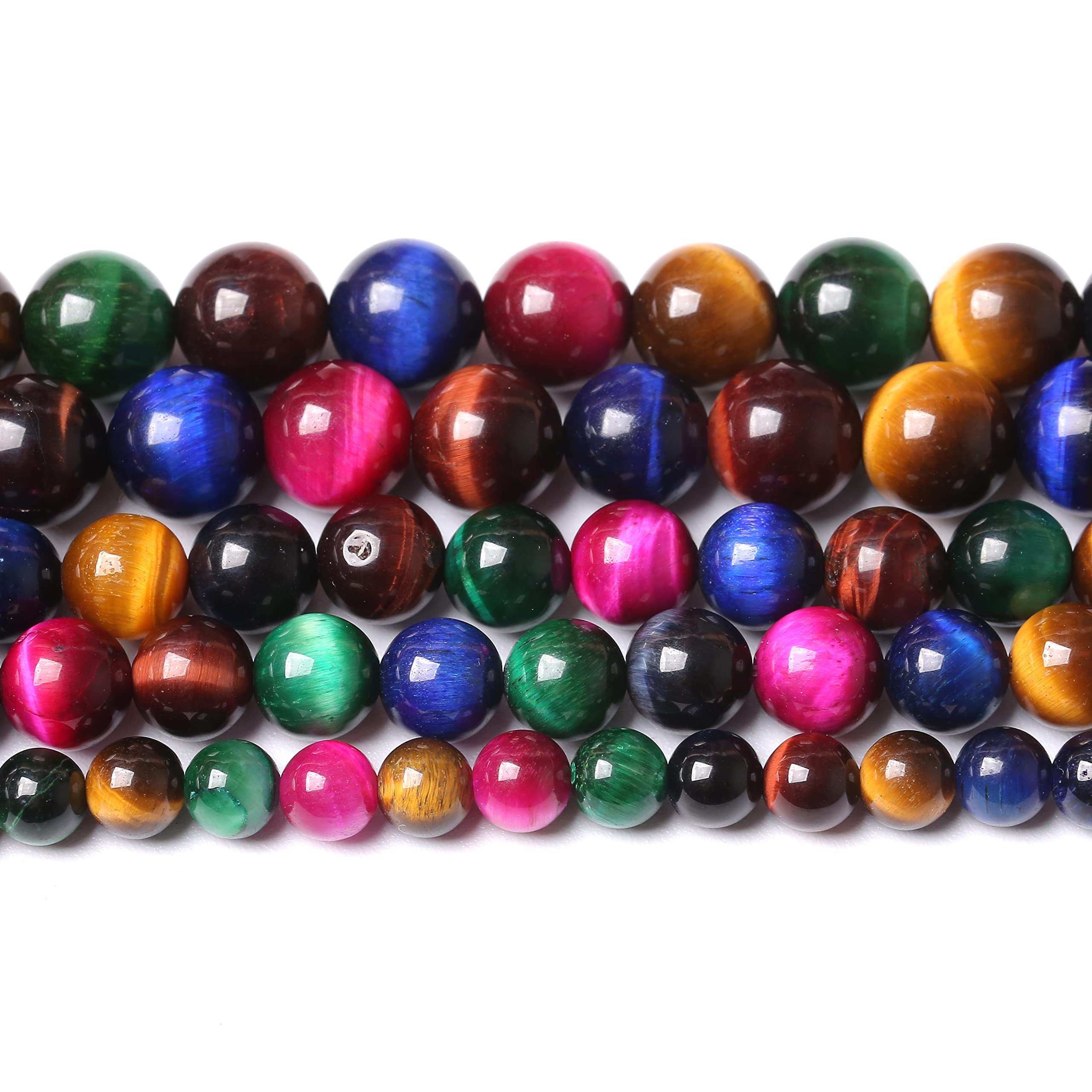 72pcs 10mm AAA Naturale Colorato Occhio di Tigre Perline Pietre Gemme Rotonde Distanziatore Perline sfuse per la creazione di gioielli fai da te Braccialetto Collana 81,3 cm 2 fili