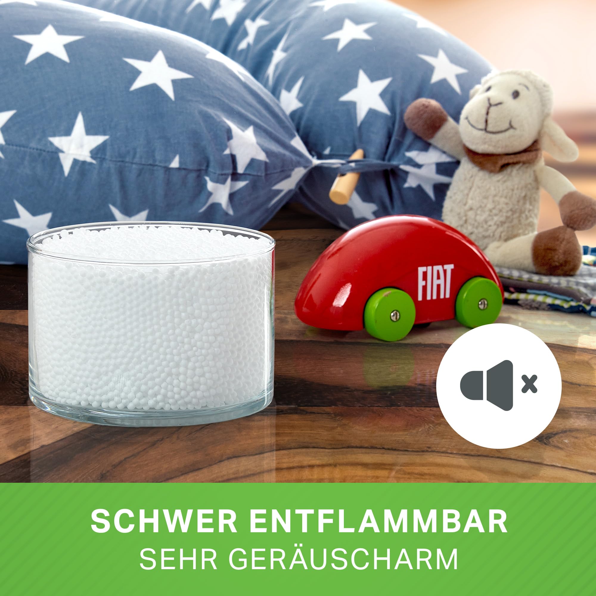Green Bean® 300 litri di alta qualità micro perle EPS 0,5-1 mm di produzione tedesca per imbottitura a sacco di pouf, confezione di ricarica per cuscini e microperle per allattamento