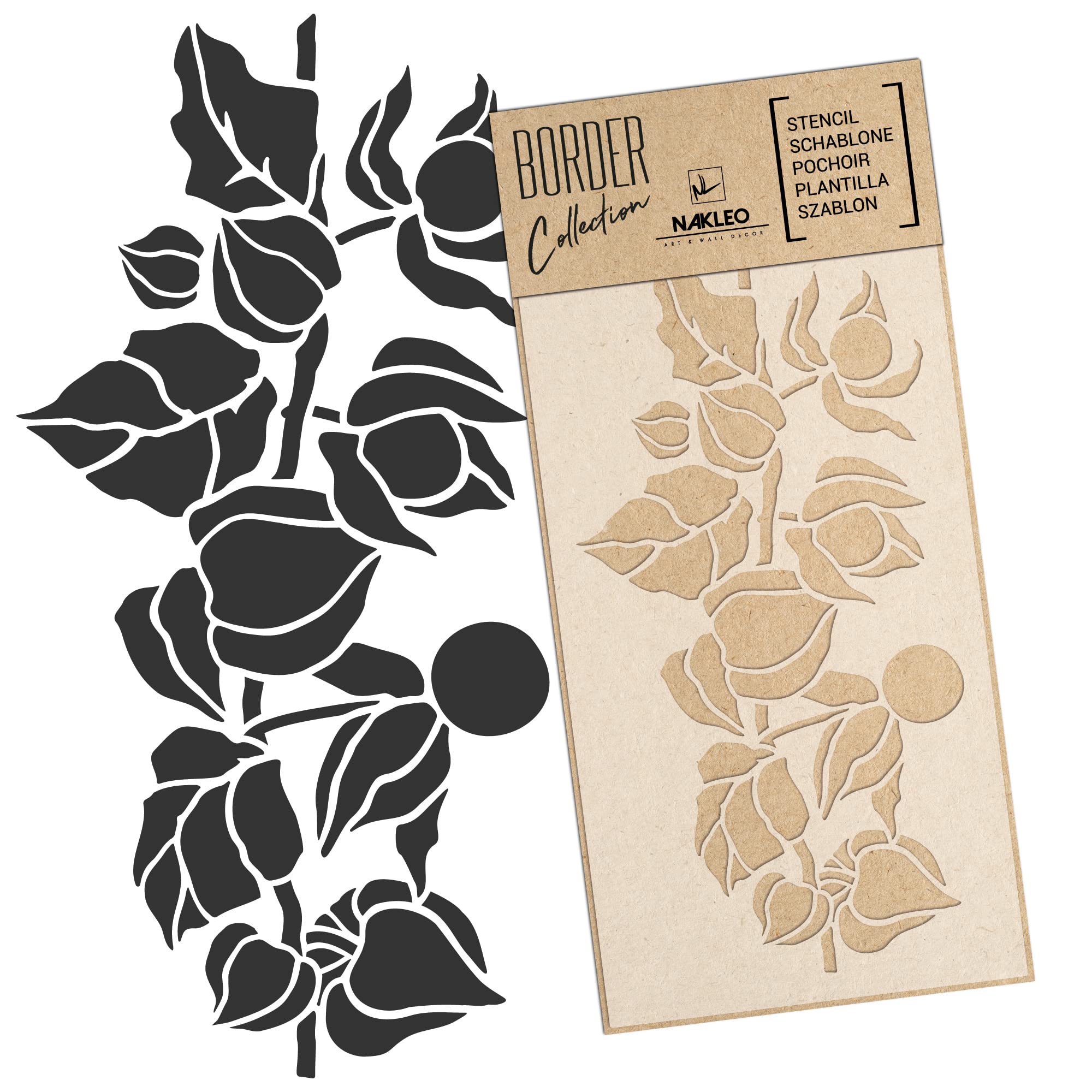 NAKLEO Border Large Wall Stencil 45x95cm, Chinese Lantern Flower Pattern, Reusable Plastic Template, Painting Stripe DIY Art and Craft Home Decor, Fabric Furniture Wood Paper Patio