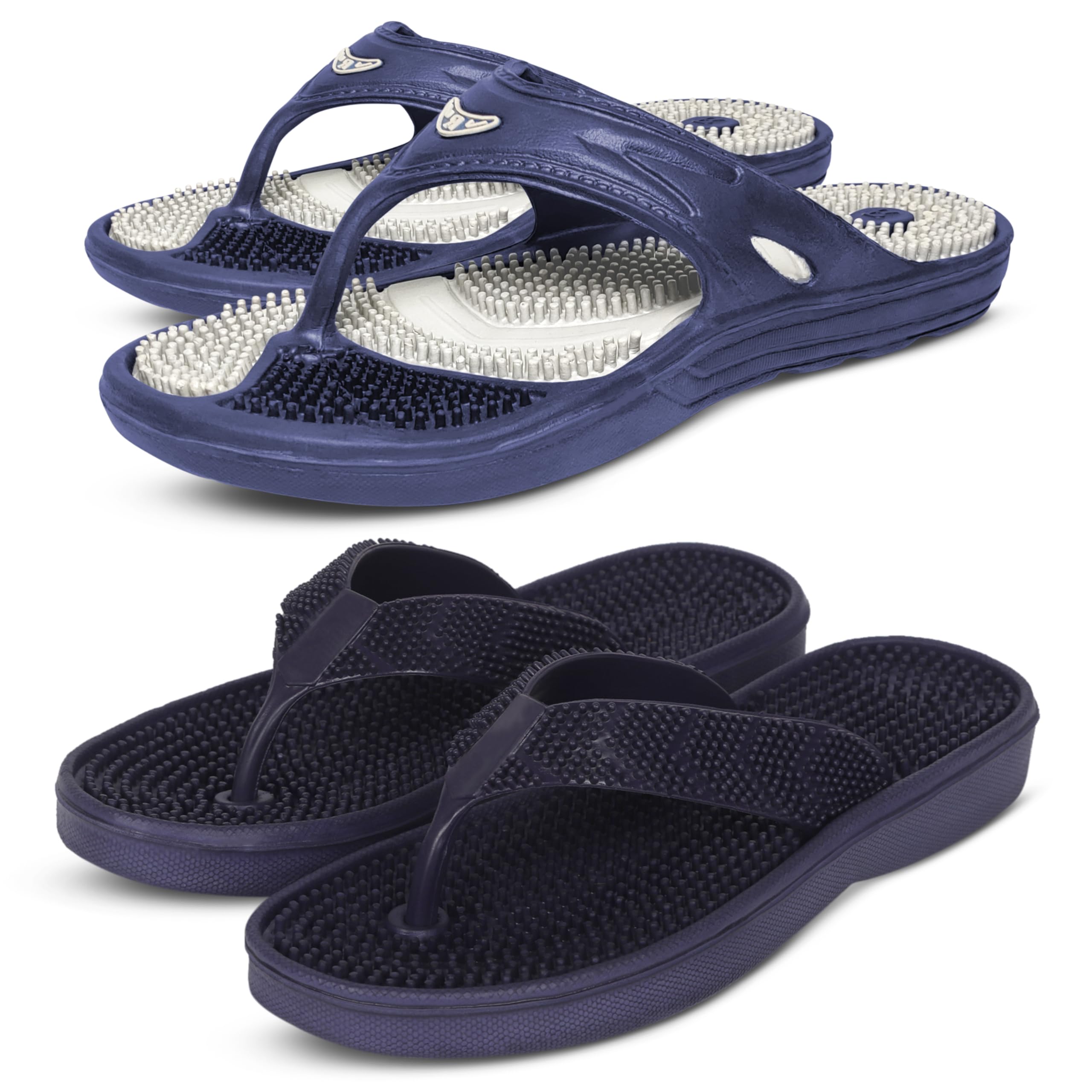 keneye Men's Combo Pack Of 2 Accupressure Slipper RBlueBrown-picture-22