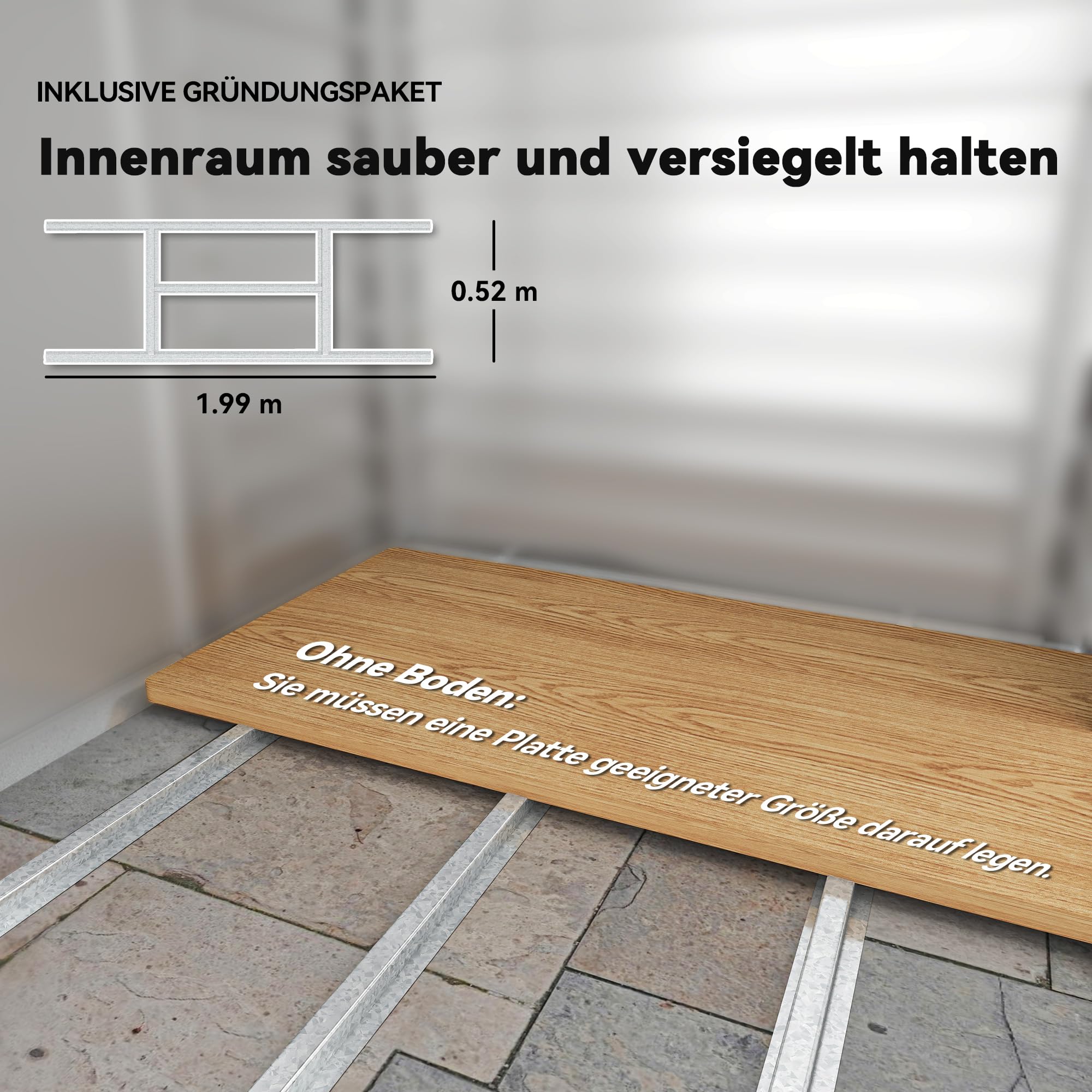 Outsunny Verzinkter Stahl Gerätehaus 2,43㎡ 213x131x192cm Geräteschuppen mit Satteldach, Schiebetür, wetterfest Gartenhaus Grau