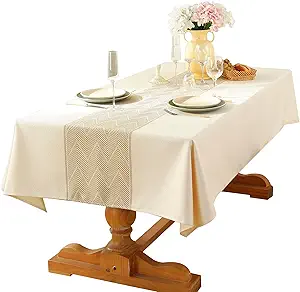 Linen Tablecloths for Rectangle Tables,About 8 FT Table Cloth Advanced Waterproofing Technology for Dinningroom,Farmhouse
