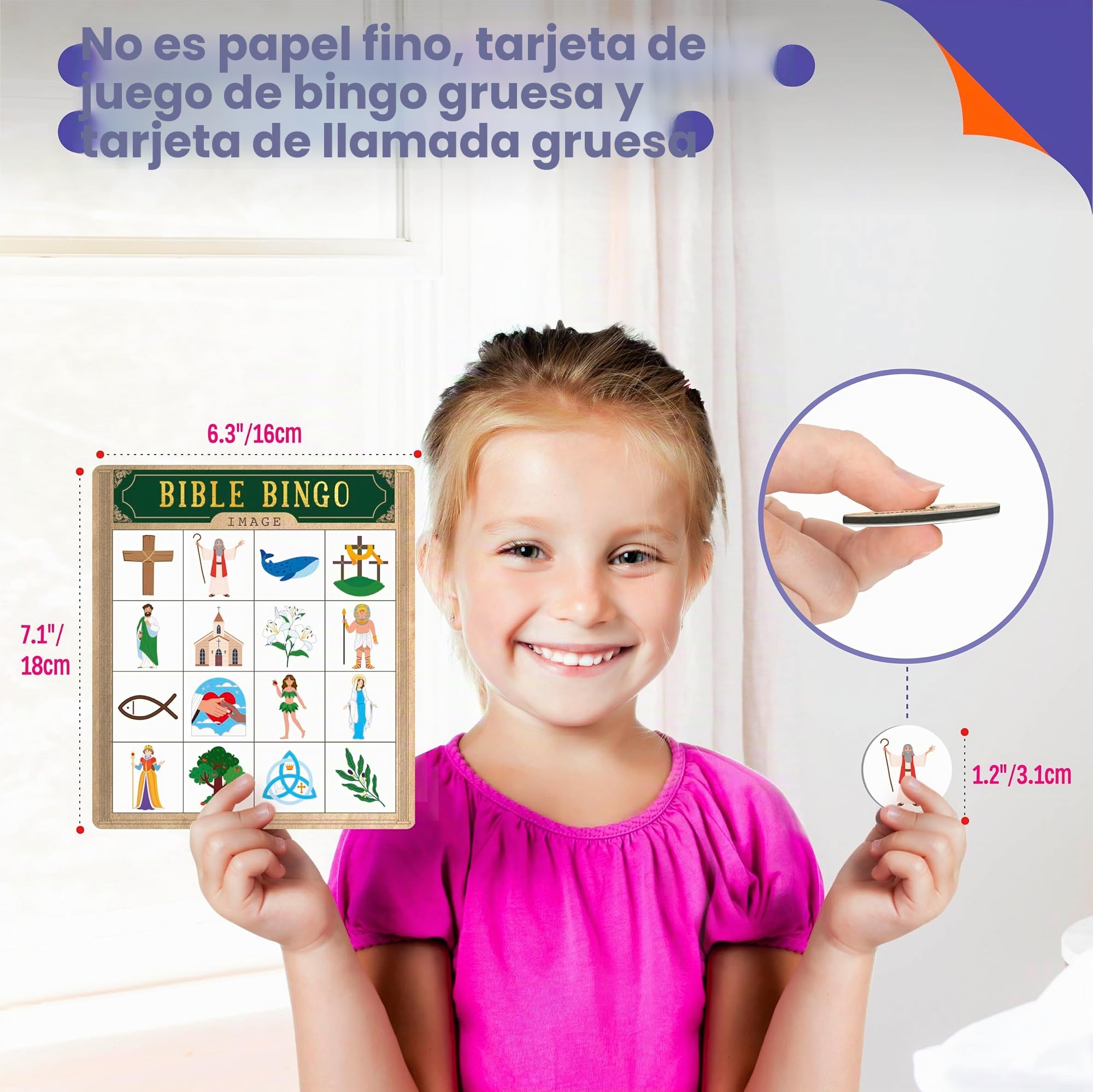 SpriteGru Juego de Bingo Bíblico, Juego de Bingo para Múltiples Jugadores para Cristianos, Niños de la Escuela Bíblica, Iglesia Cristiana Dominguera